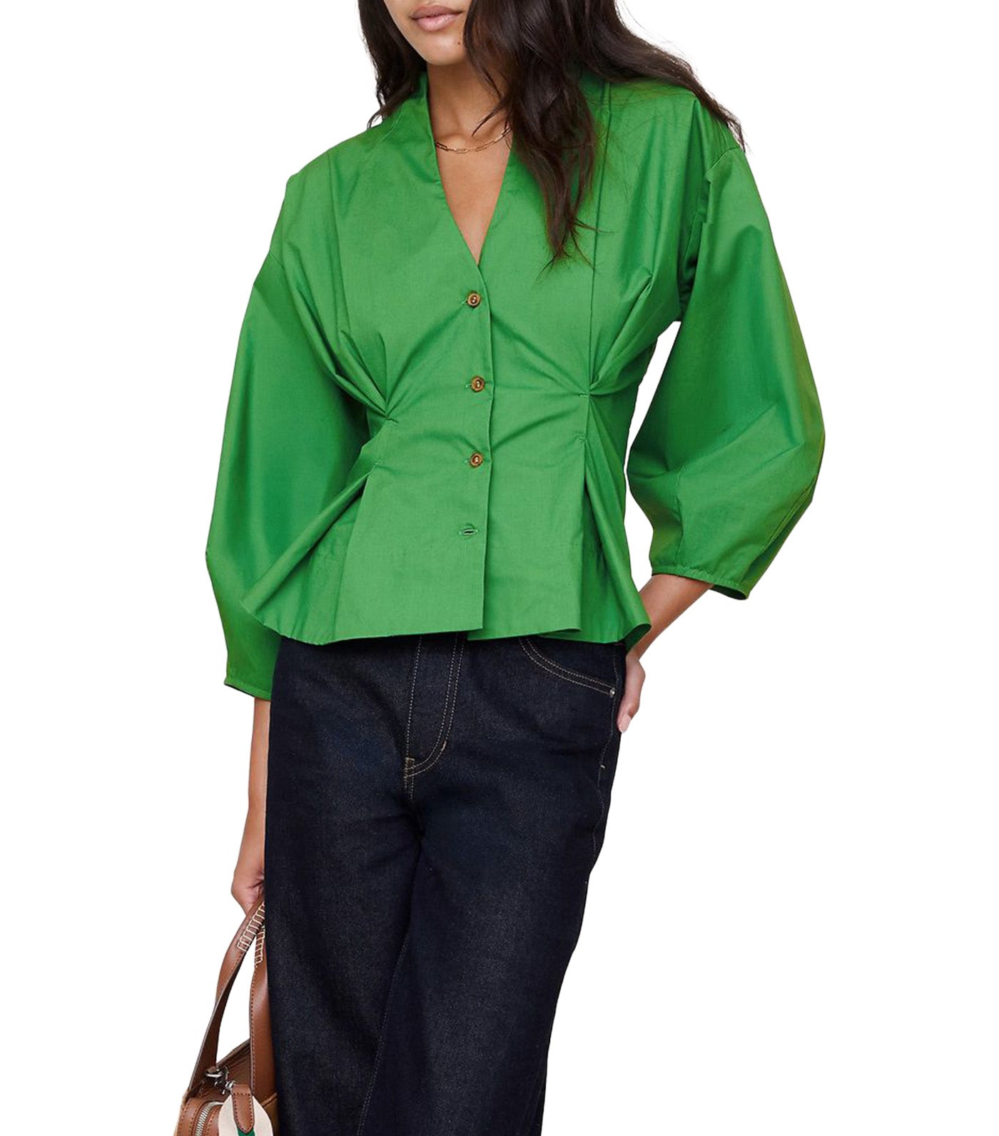 Banana Republic Poplin Cinched-Waist Shirt Green Amazon