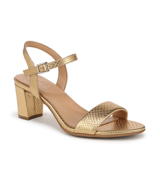 Bristol Dress Sandals Yellow Metallic Snake Print