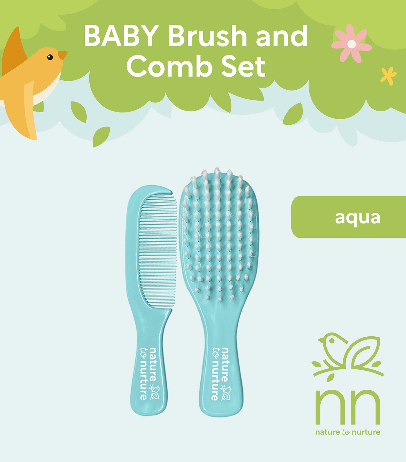 Baby Brush and Comb Set Aqua