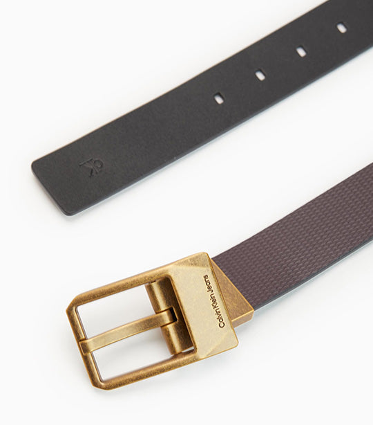 Classic Faceted Buckle Reversible Belt Bitter Brown