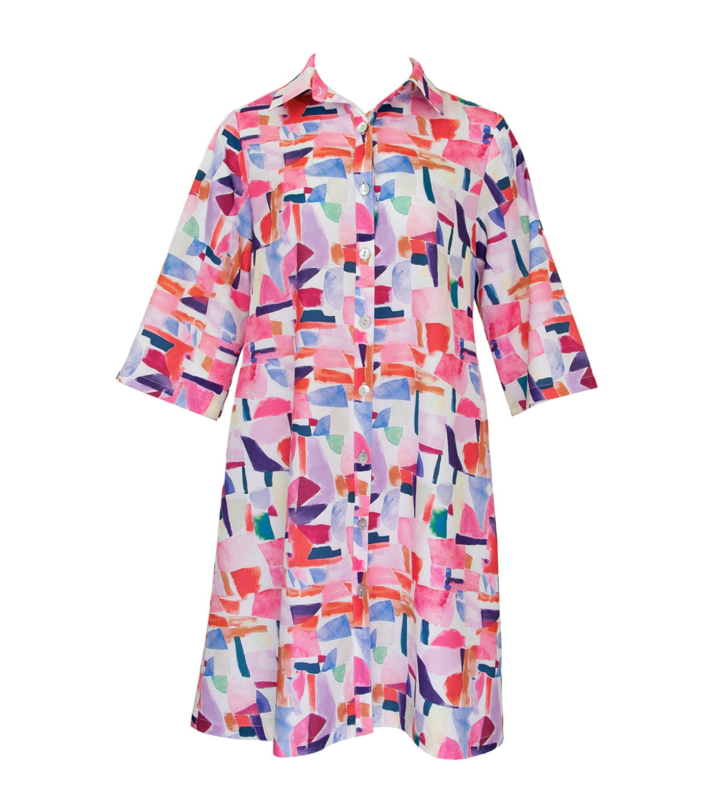 Ava Buttondown Dress Geometric Prints
