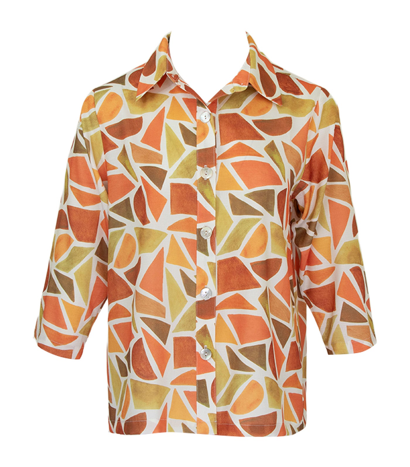Criselda Bob Buttondown Blouse Geometric Prints