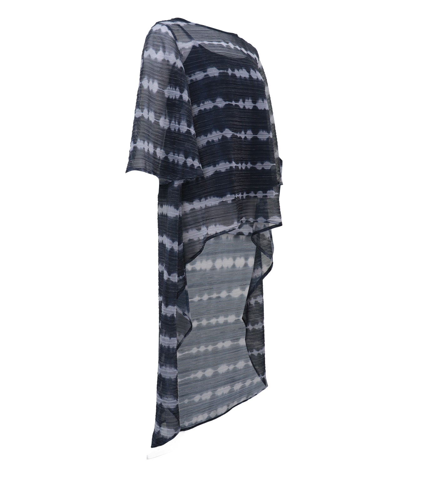 Criselda Celine High-Low Blouse Dark Blue and White