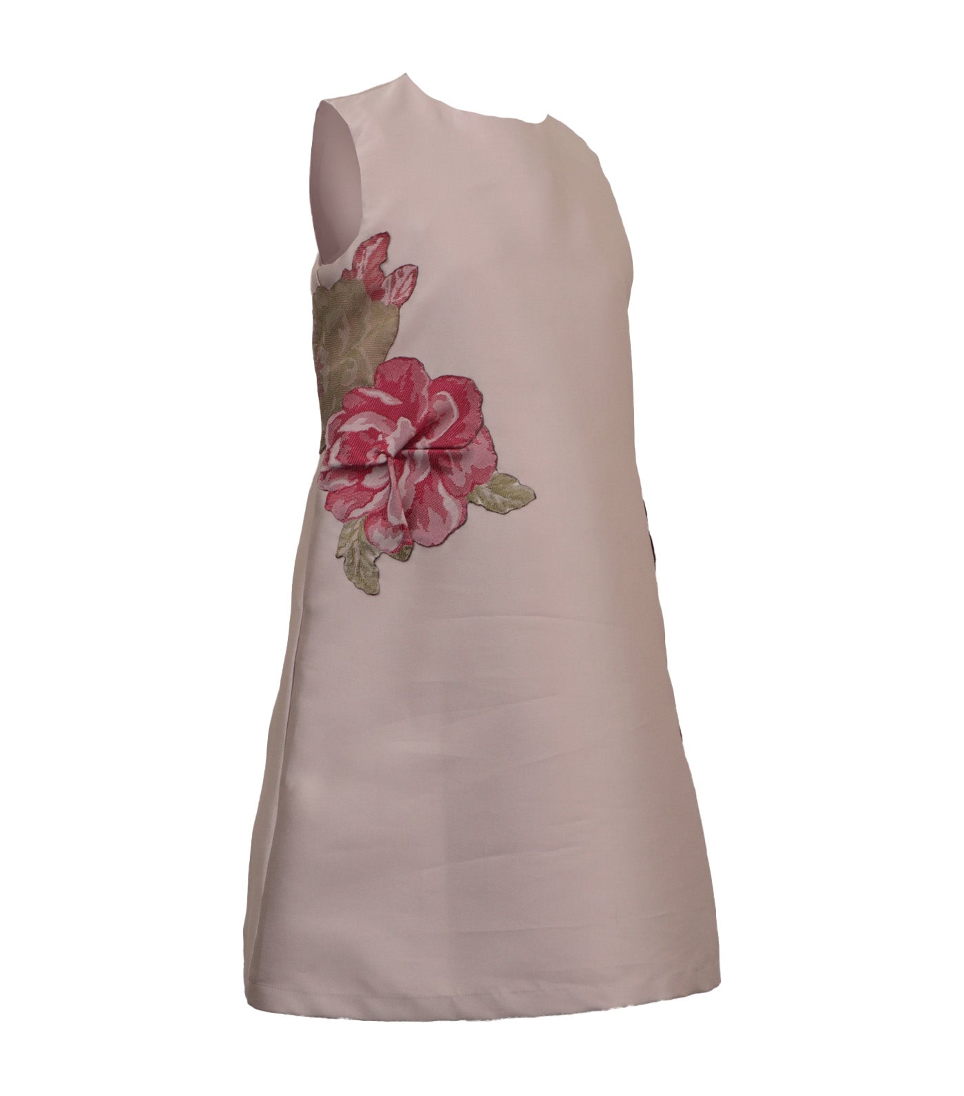 Criselda Emmad Sleeveless Dress with Floral Applique Beige 