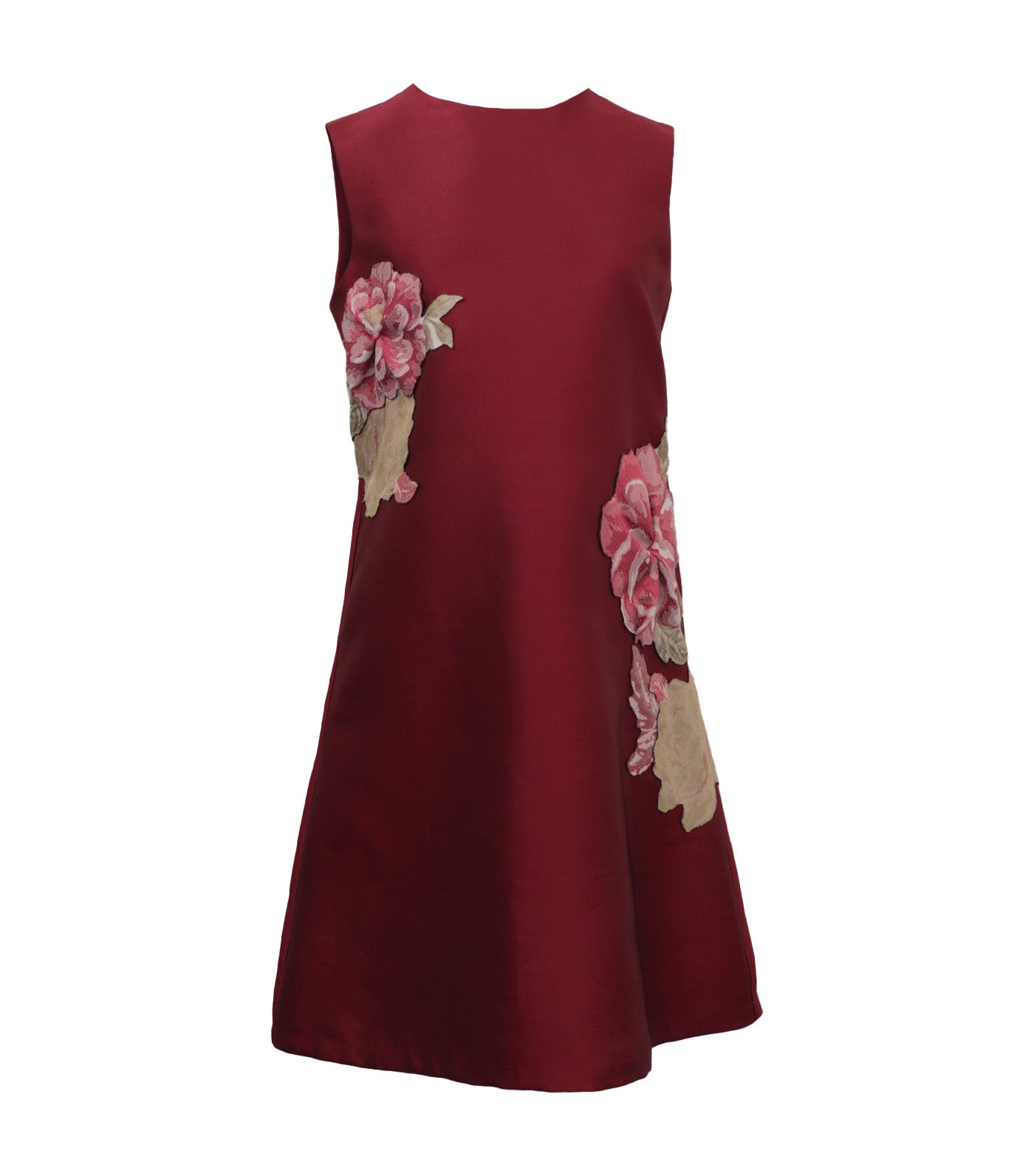 Criselda Emmad Sleeveless Dress with Floral Applique Maroon