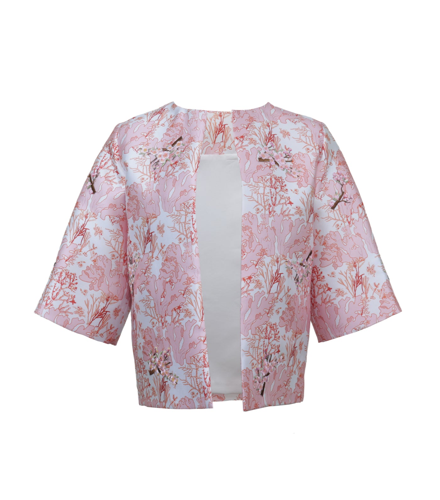 Martina Jacket with Floral Applique Orange/White