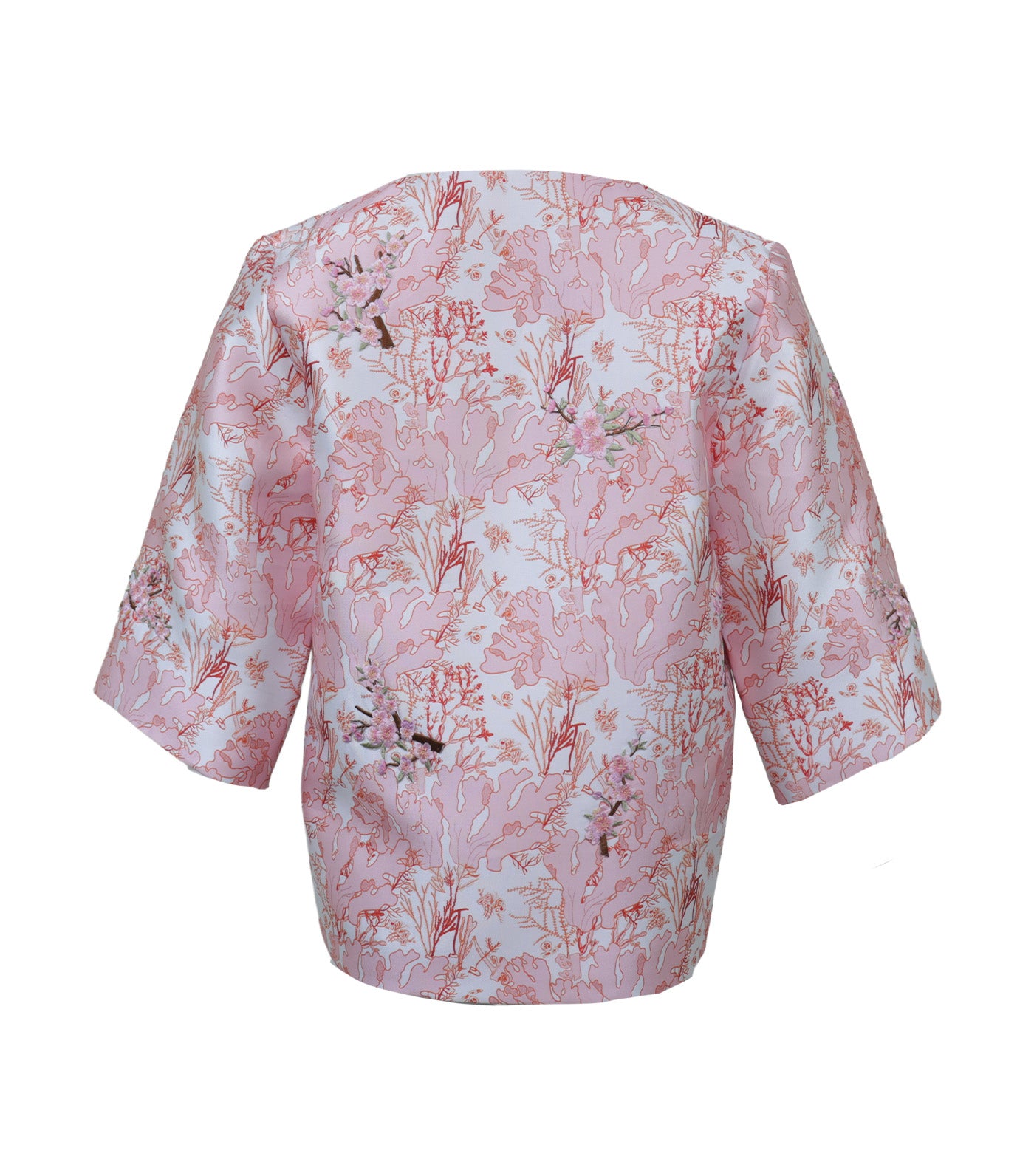 Martina Jacket with Floral Applique Orange/White