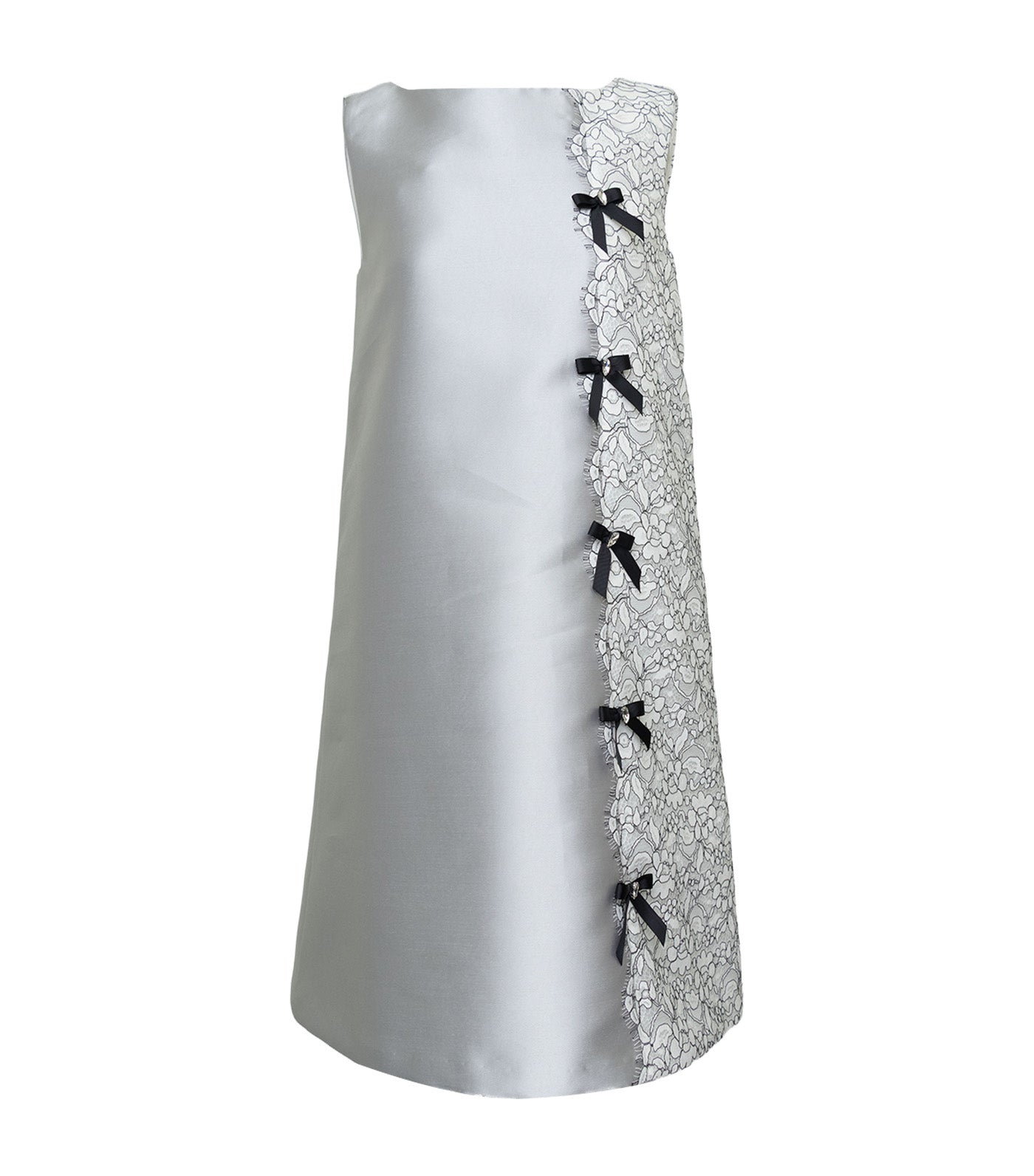 Criselda Neem Sleeveless Dress Mikado/Lace Combi Gray and White Lace