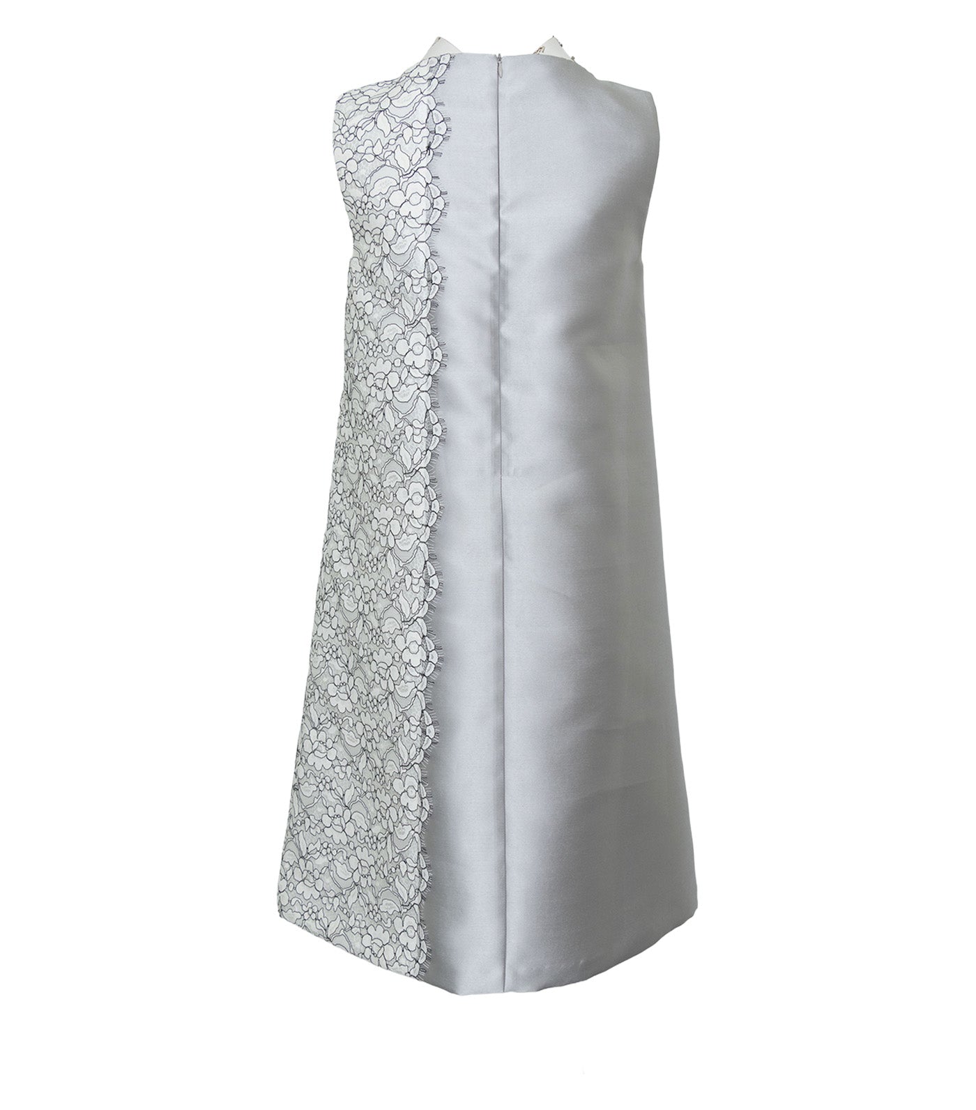 Criselda Neem Sleeveless Dress Mikado/Lace Combi Gray and White Lace