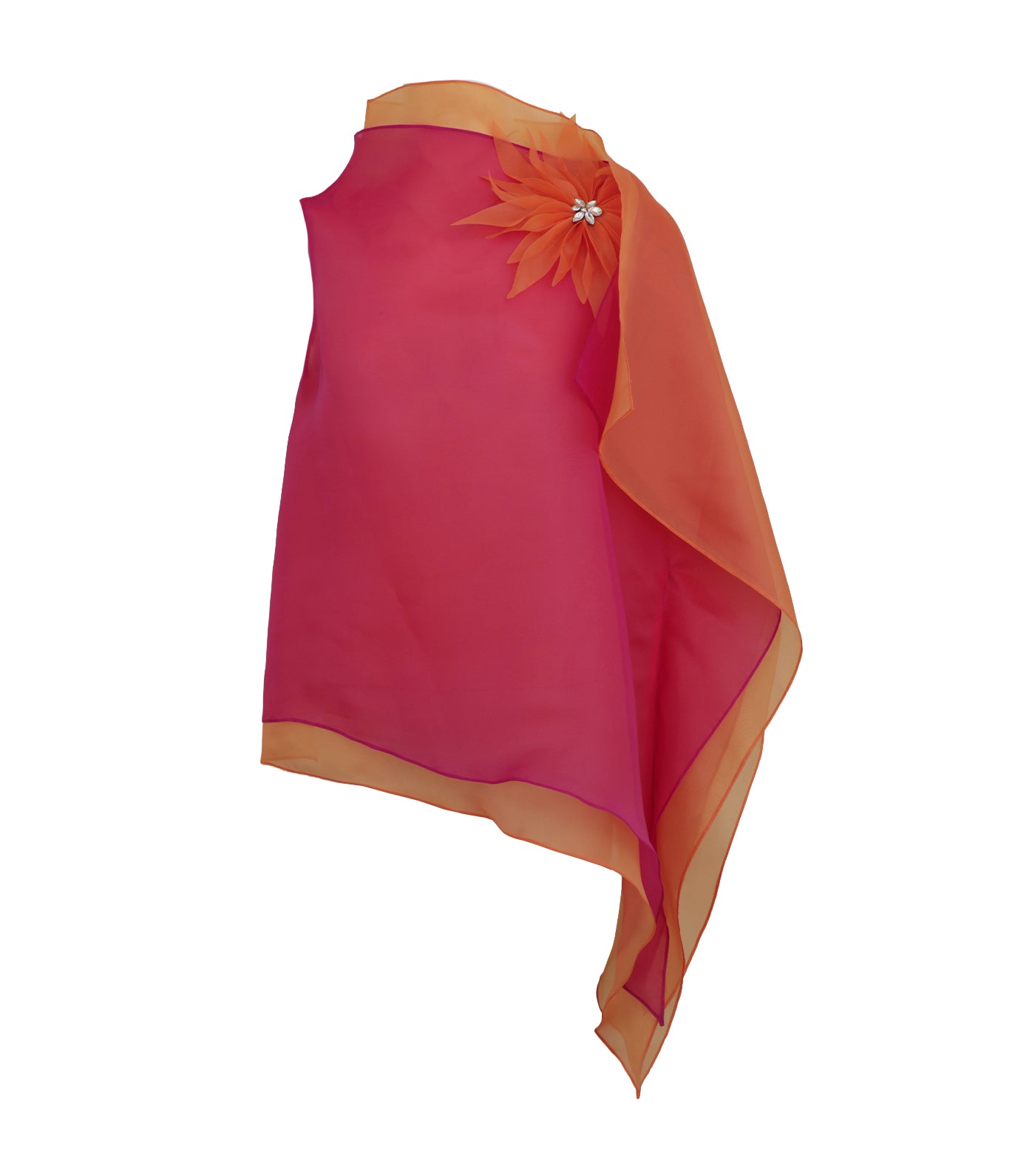 Criselda Nikko Blouse with Floral Cutouts Magenta and Orange