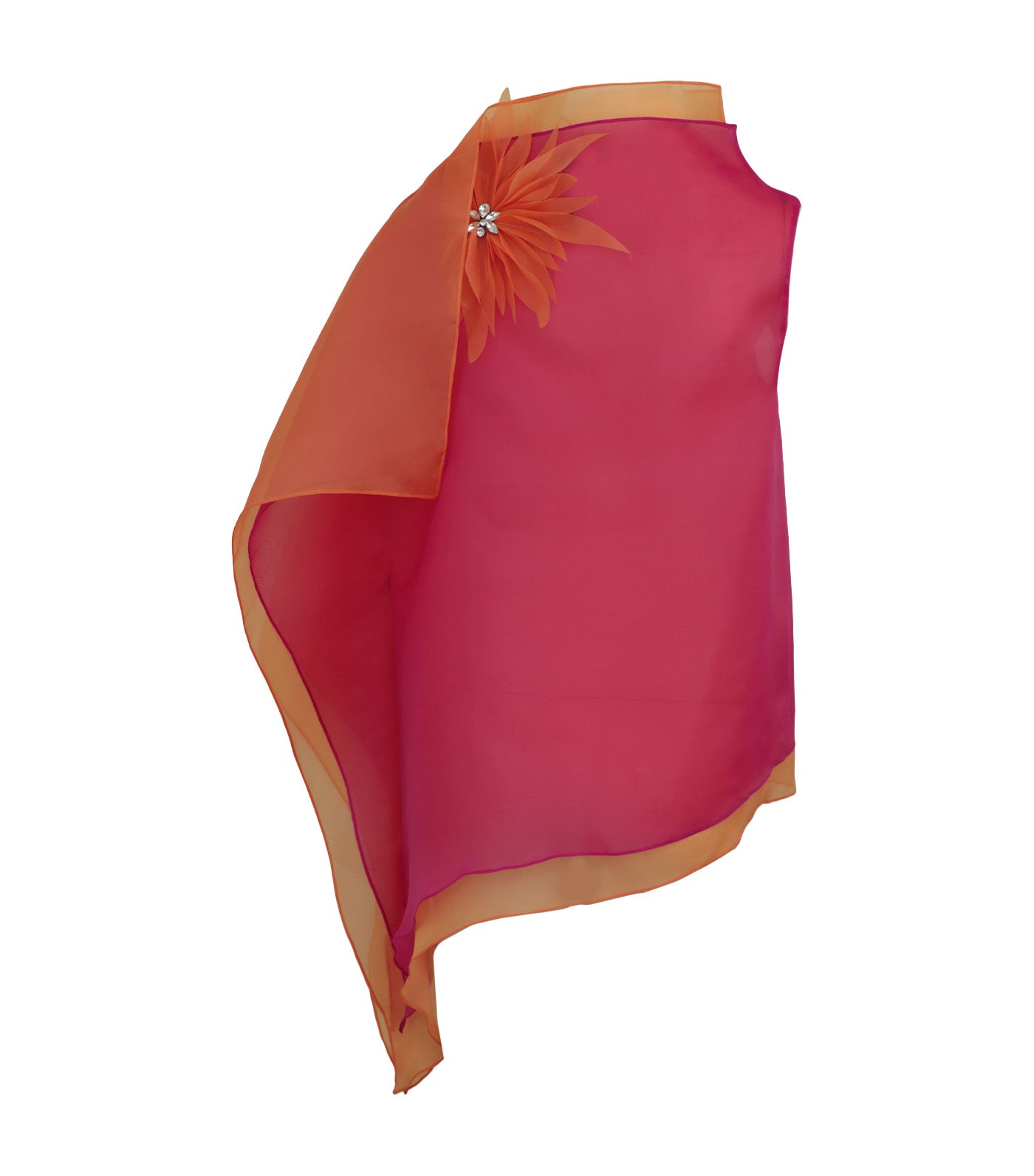 Criselda Nikko Blouse with Floral Cutouts Magenta and Orange