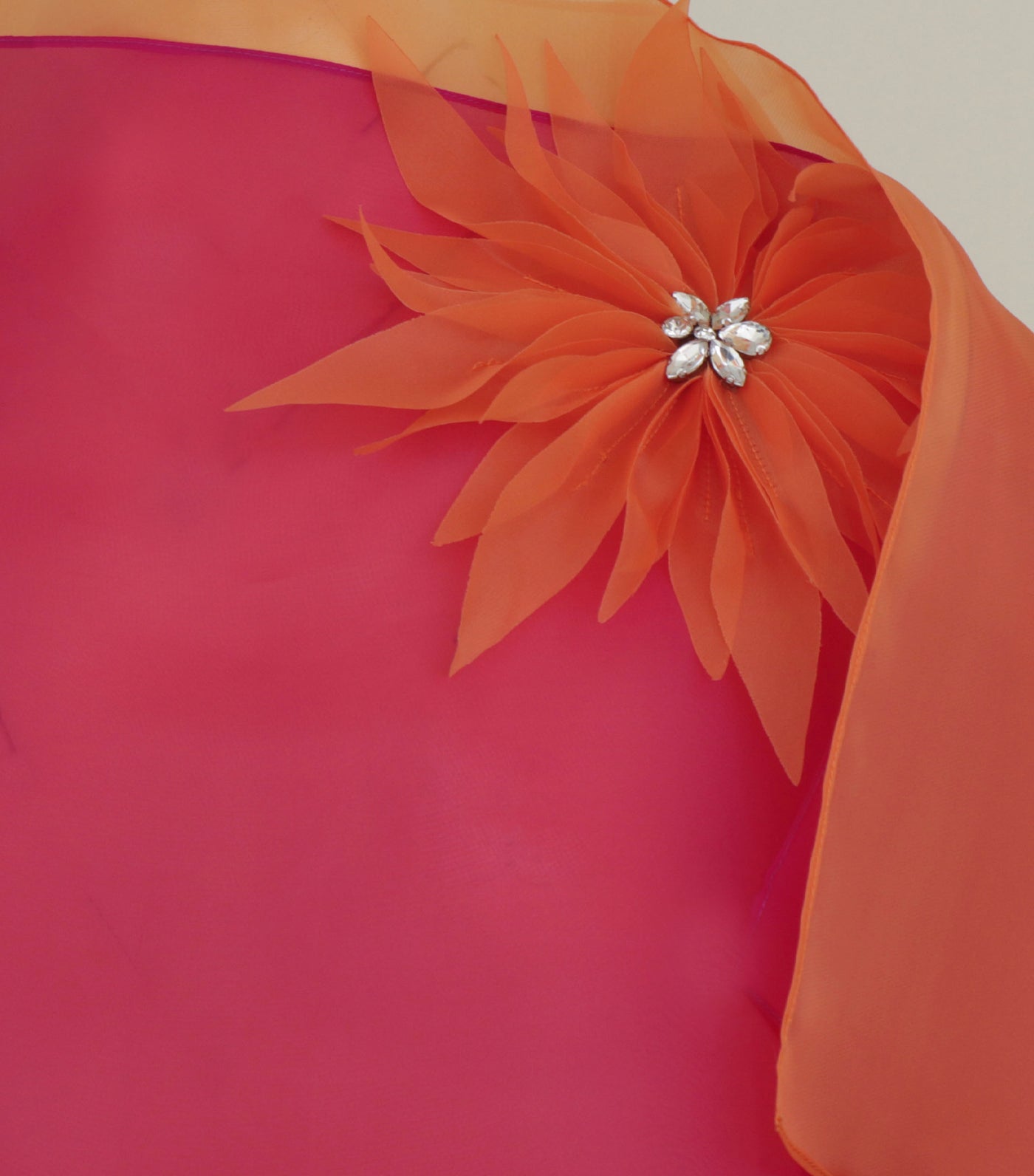 Criselda Nikko Blouse with Floral Cutouts Magenta and Orange