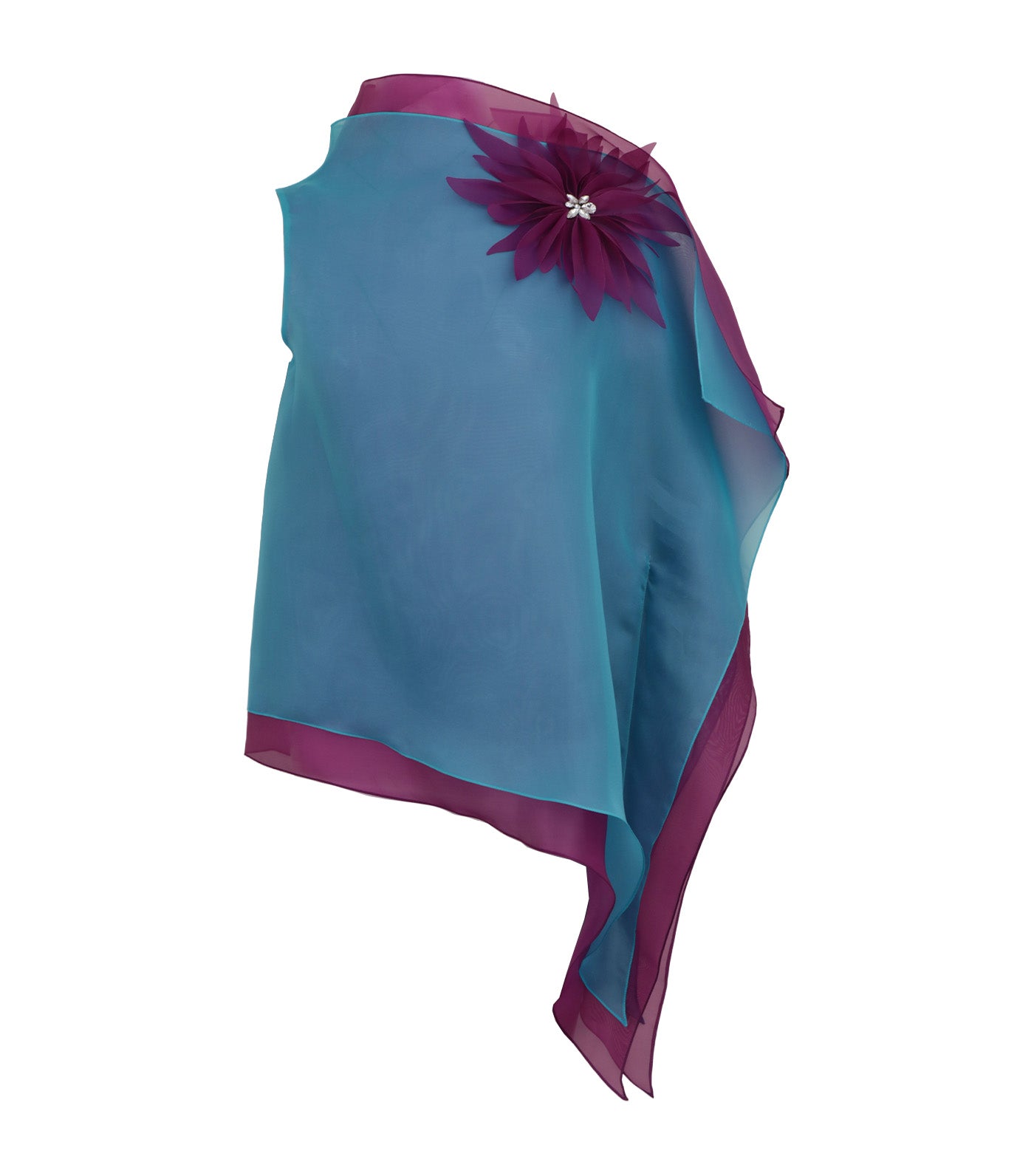 Criselda Nikko Blouse with Floral Cutouts Blue and Magenta