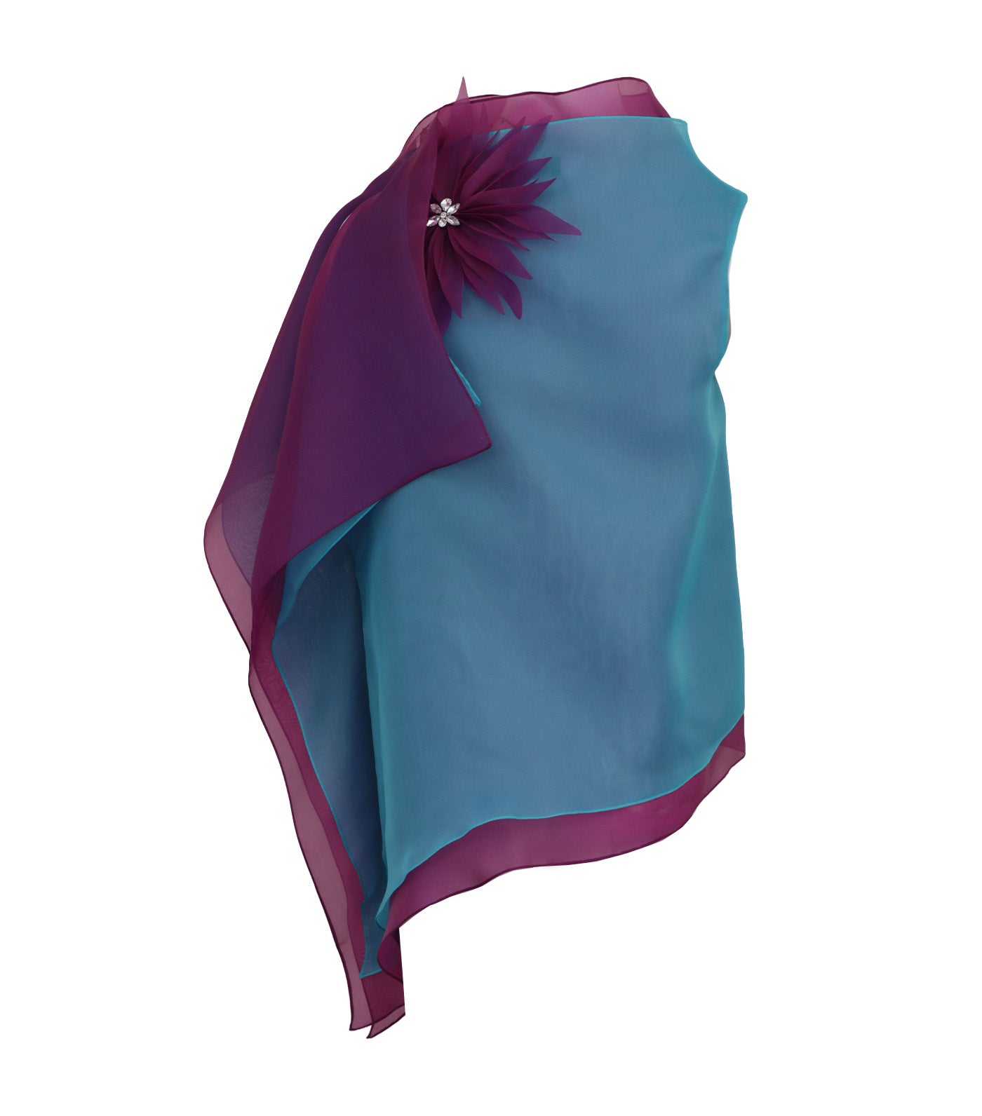 Criselda Nikko Blouse with Floral Cutouts Blue and Magenta