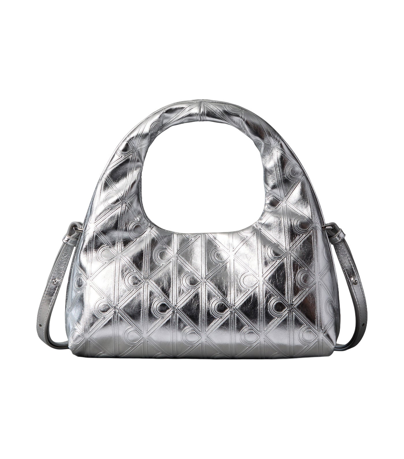 Puffer Emblem Logo Metallic Mini Bag Silver