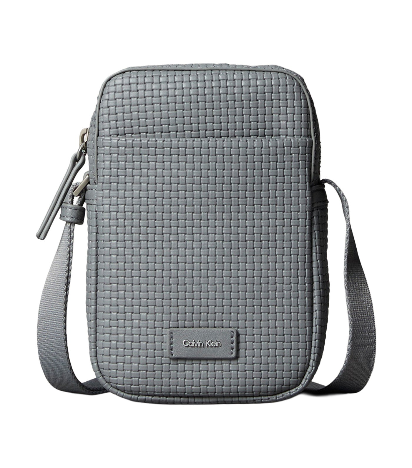 Embossed Woven Slim Reporter Bag Charcoal Gray