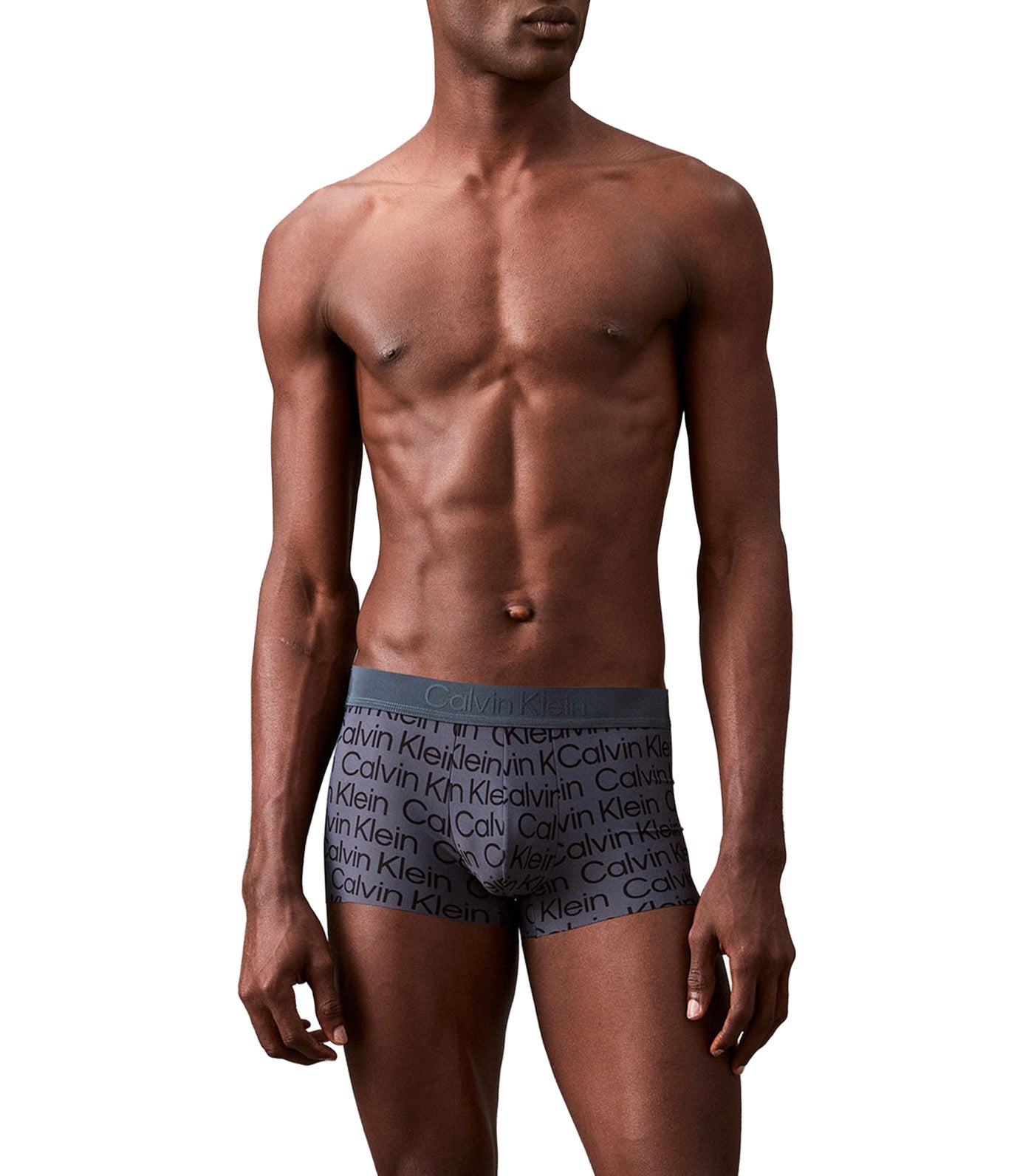 CK Black Print Low Rise Trunks Mesh Logo Ink