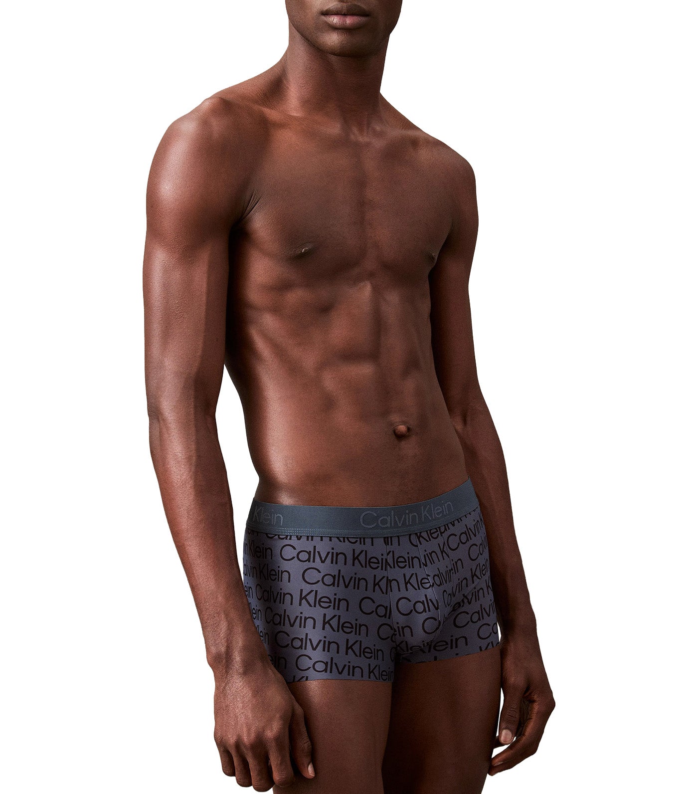 CK Black Print Low Rise Trunks Mesh Logo Ink