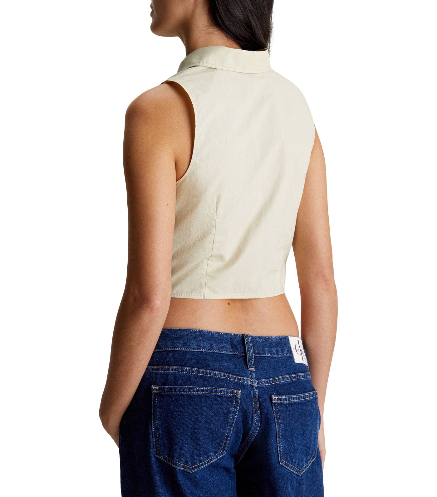 Cotton Poplin Sleeveless Shirt Green Haze