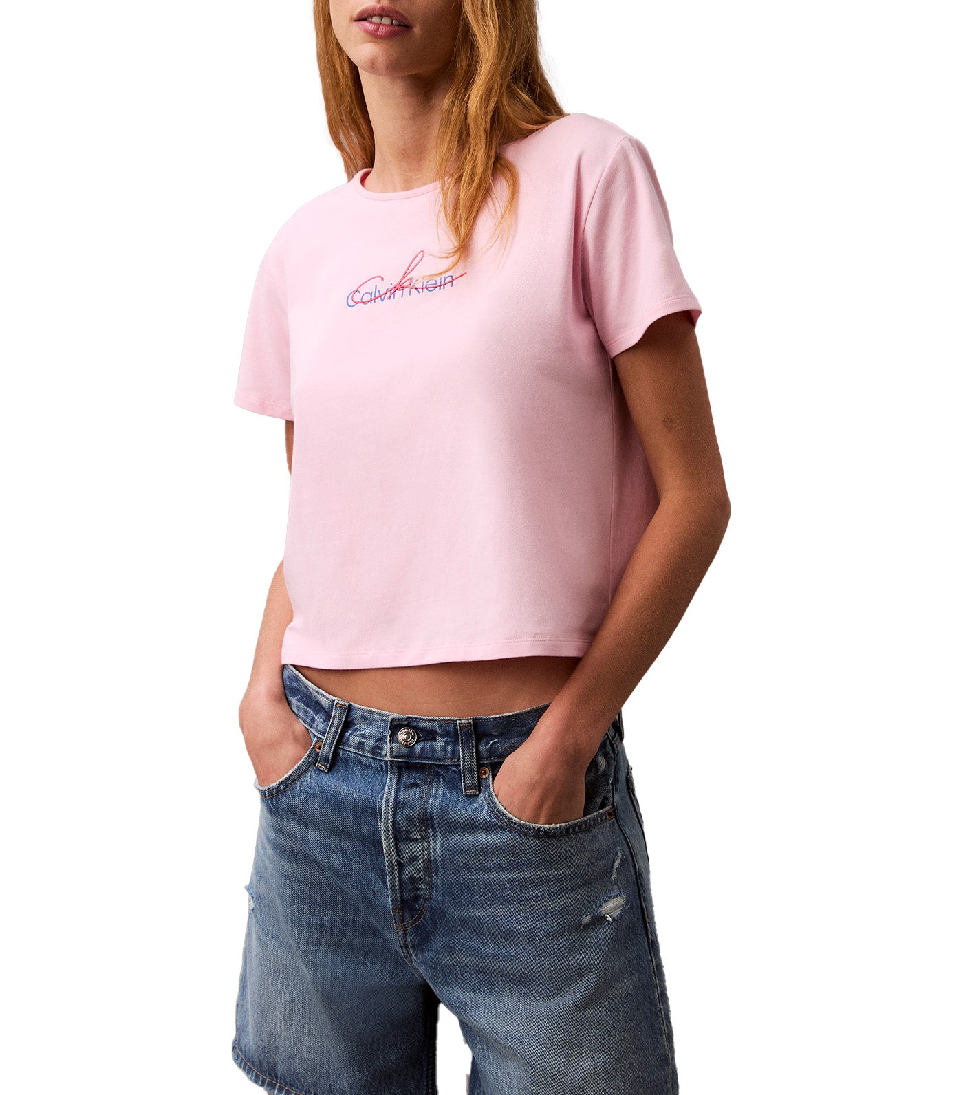 Script Logo Slim T-Shirt Pastel Pink