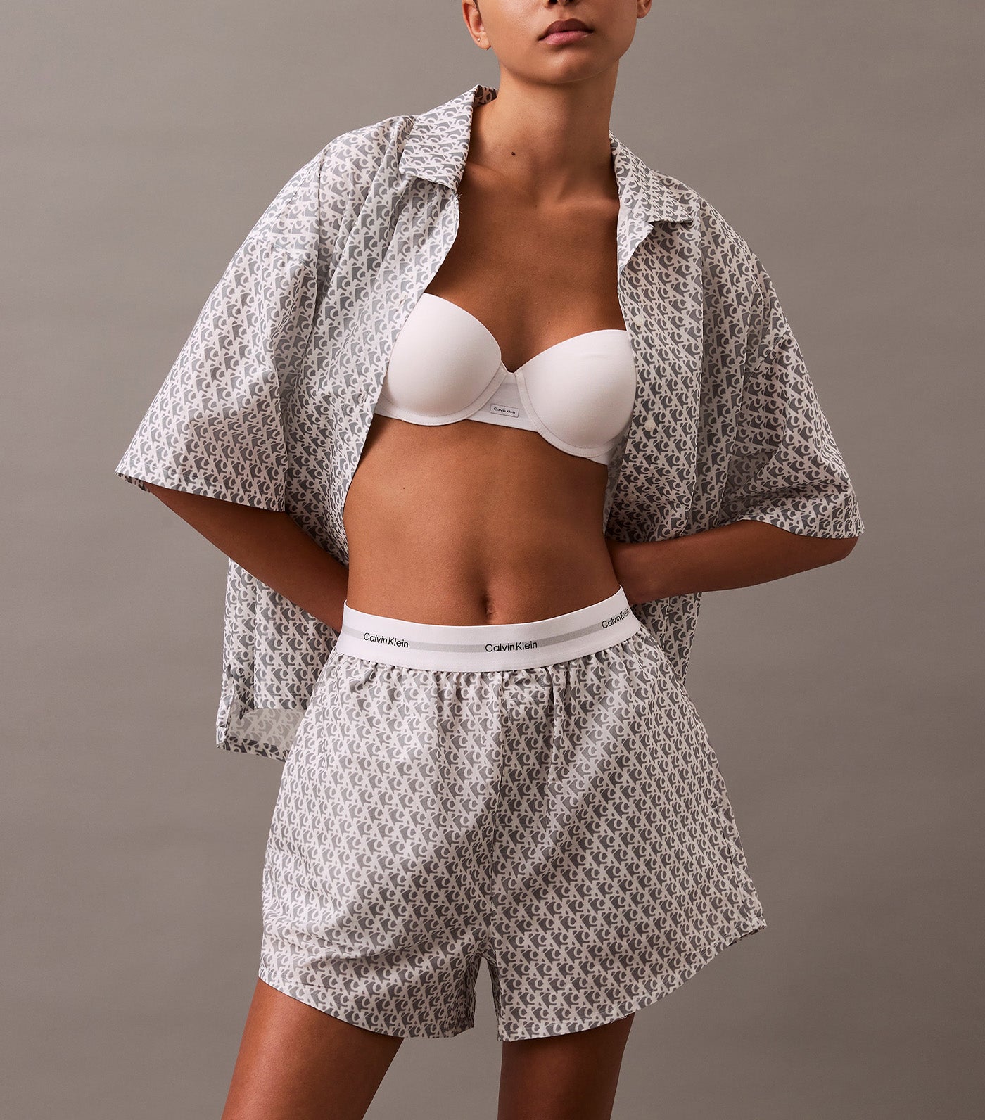 Cotton Poplin Lounge Shorts Ash