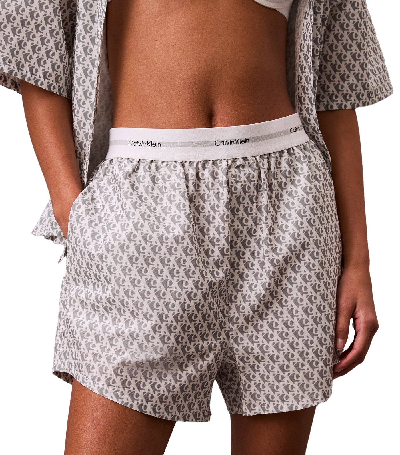 Cotton Poplin Lounge Shorts Ash