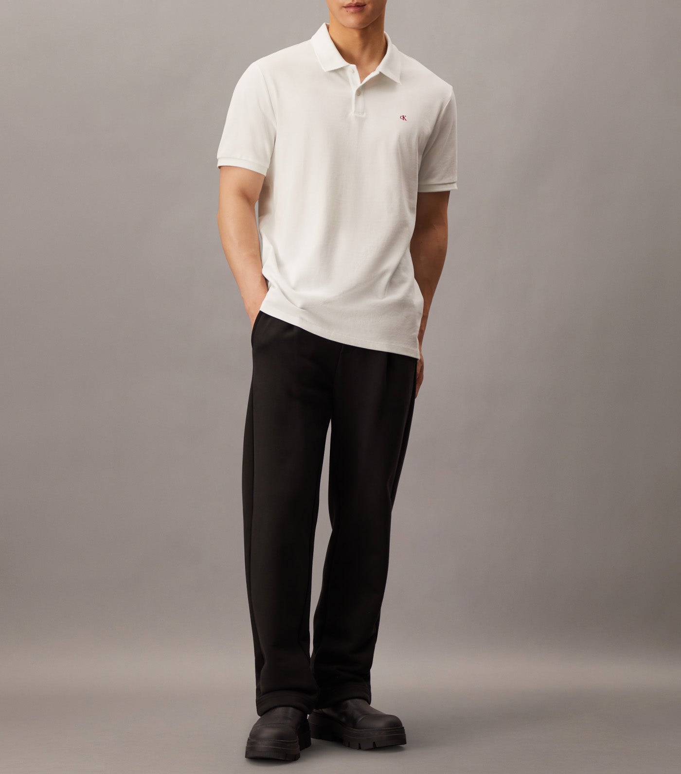 Monogram Pique Polo Shirt White