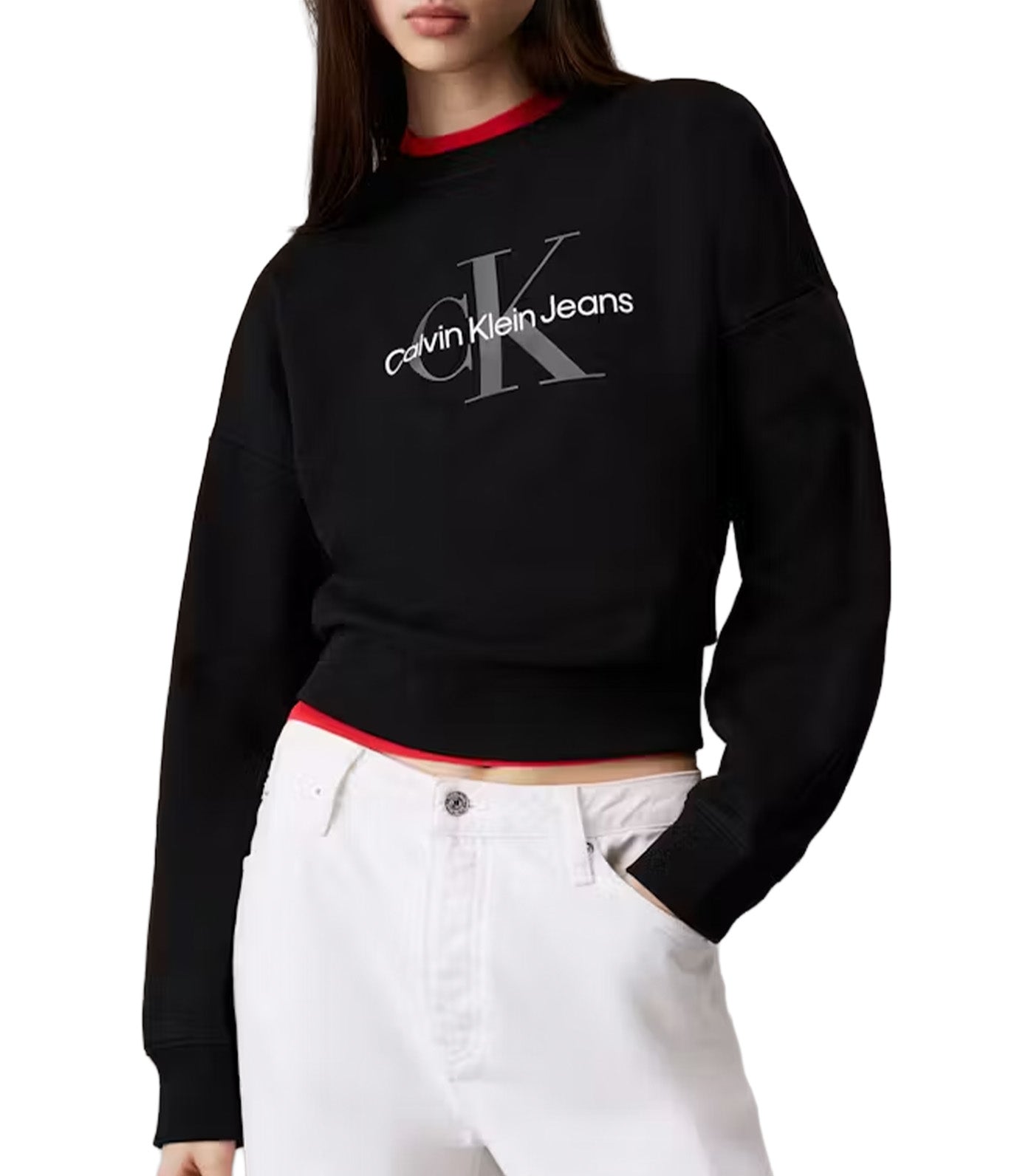 Cropped Monogram Sweatshirt Black