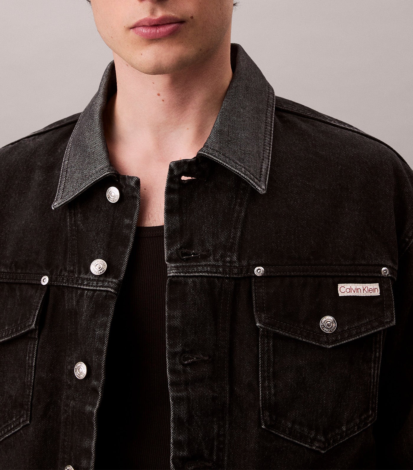 80s Icon Denim Trucker Jacket Black Shine