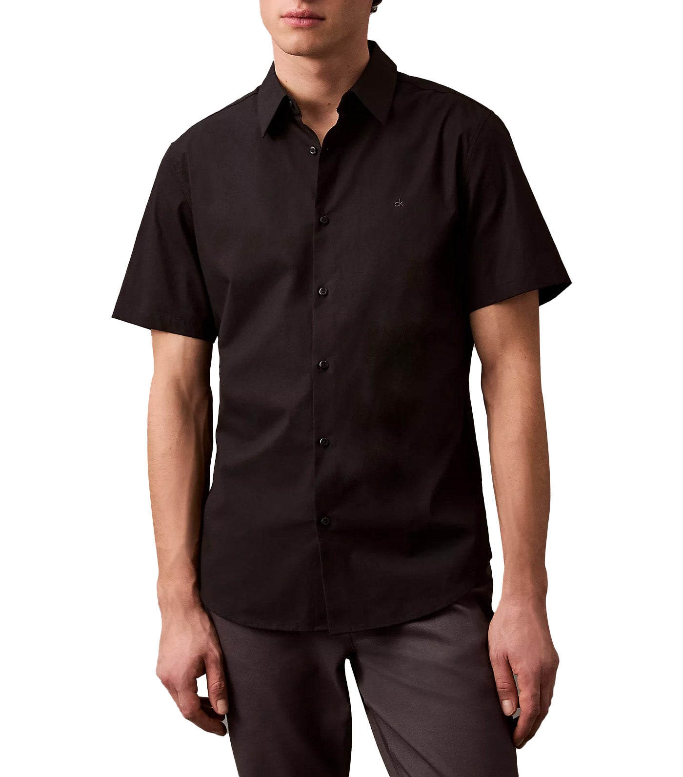 Calvin Klein Jeans Cotton Stretch Slim Button-Down Shirt Black