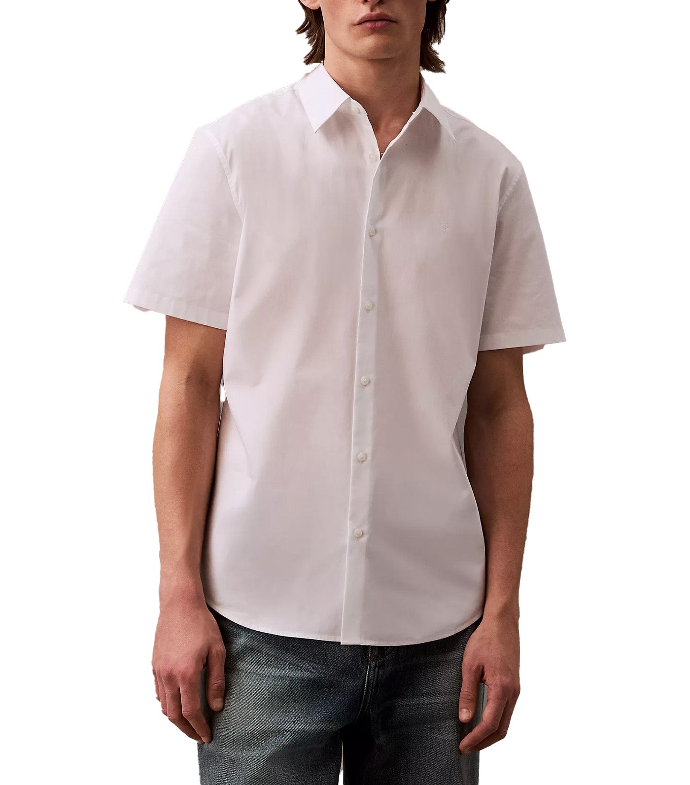 Calvin Klein Jeans Cotton Stretch Slim Button-Down Shirt Brilliant White