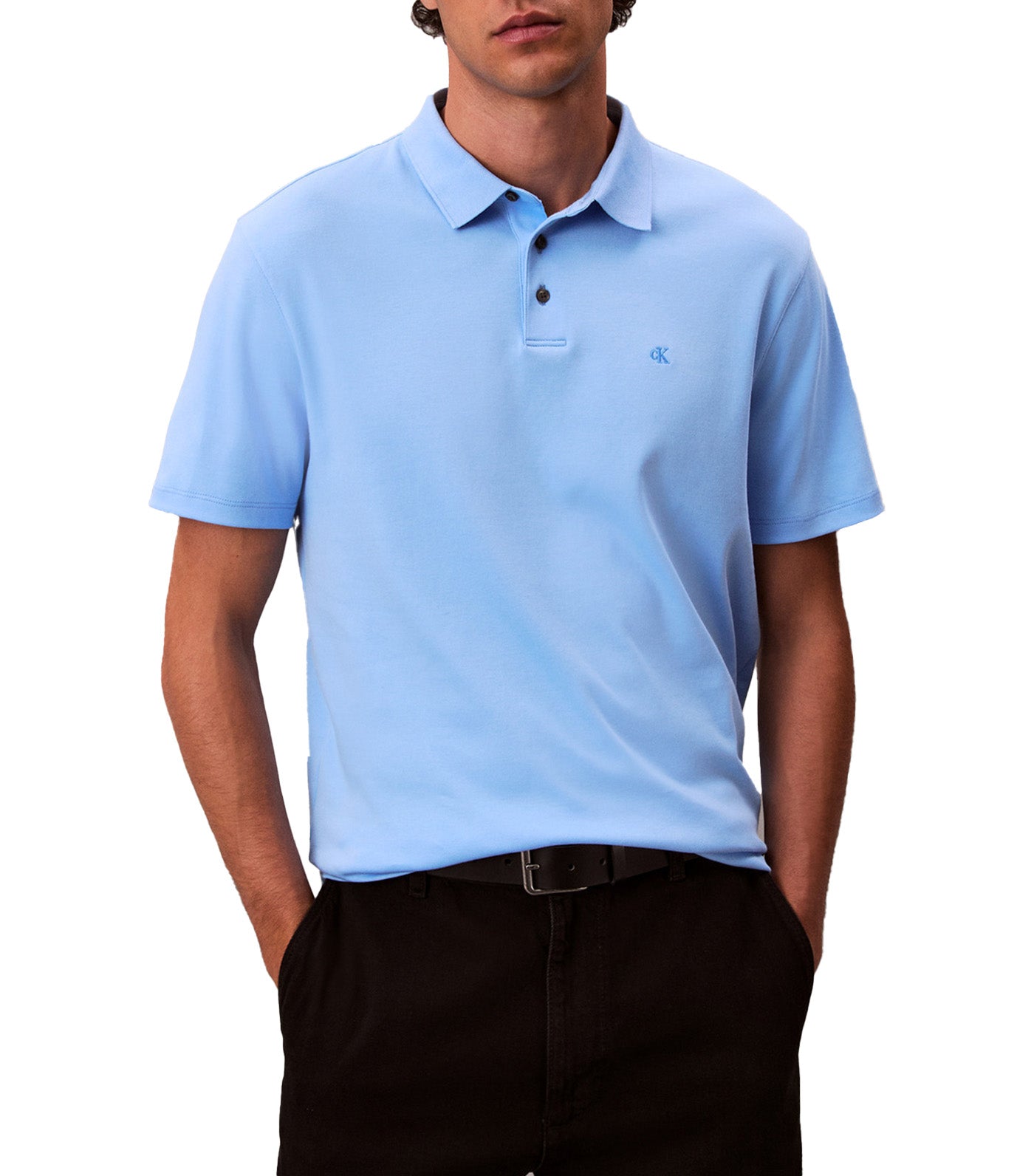 Calvin Klein Jeans Supima Cotton Polo Sweater Track Blue