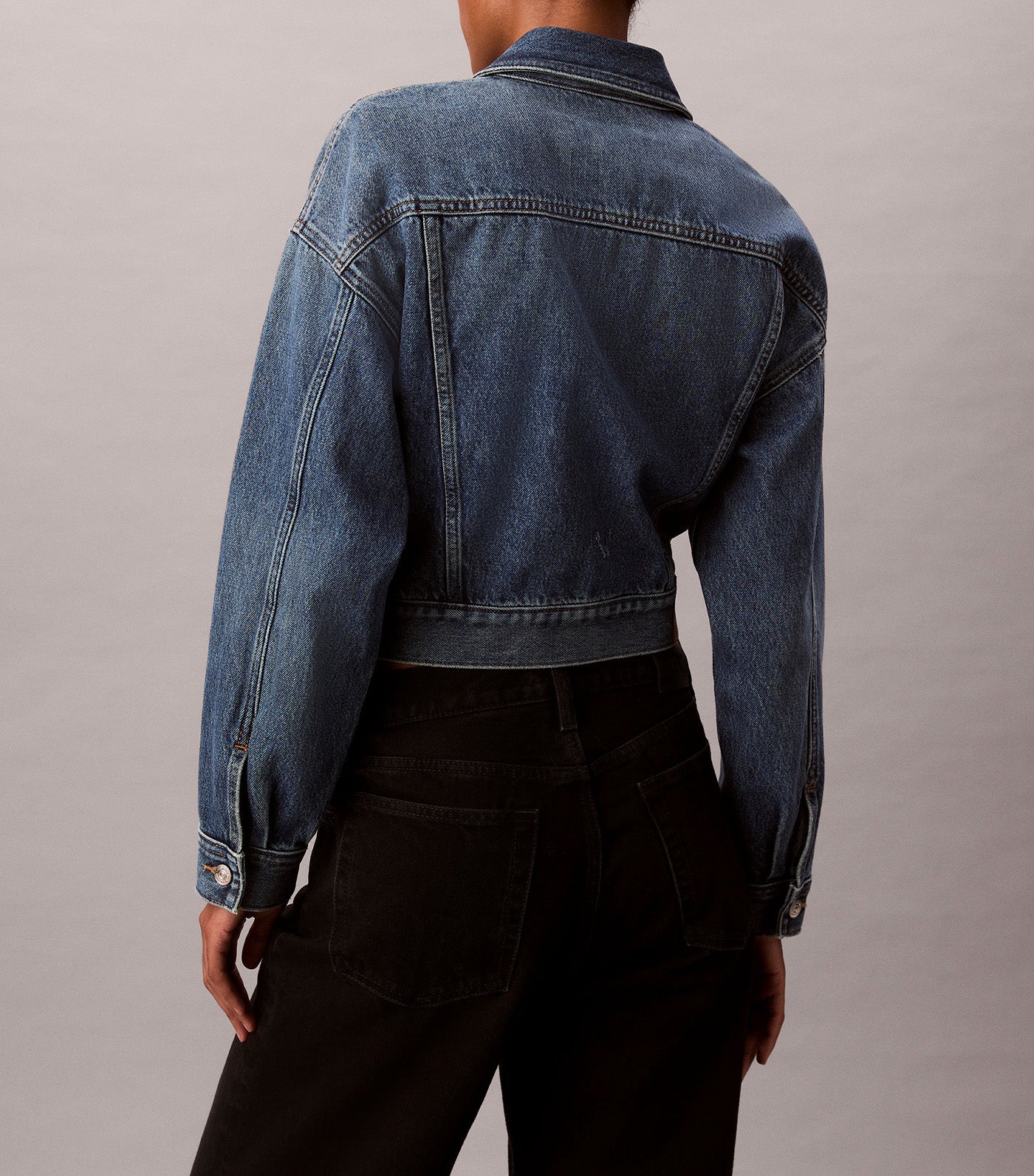 Cropped Zip Up Denim Jacket