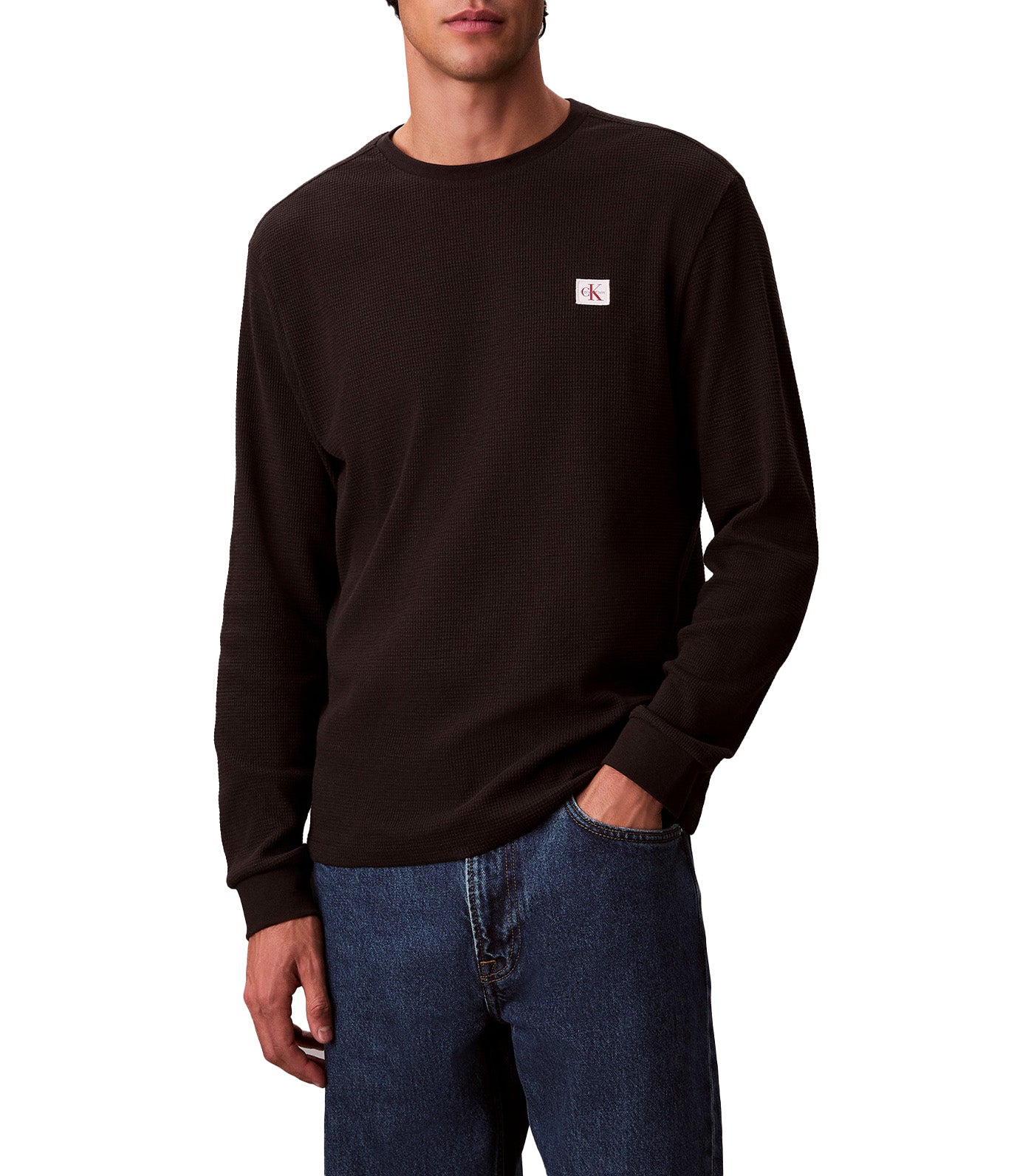 Calvin Klein Jeans Long Sleeve Waffle T-Shirt Black