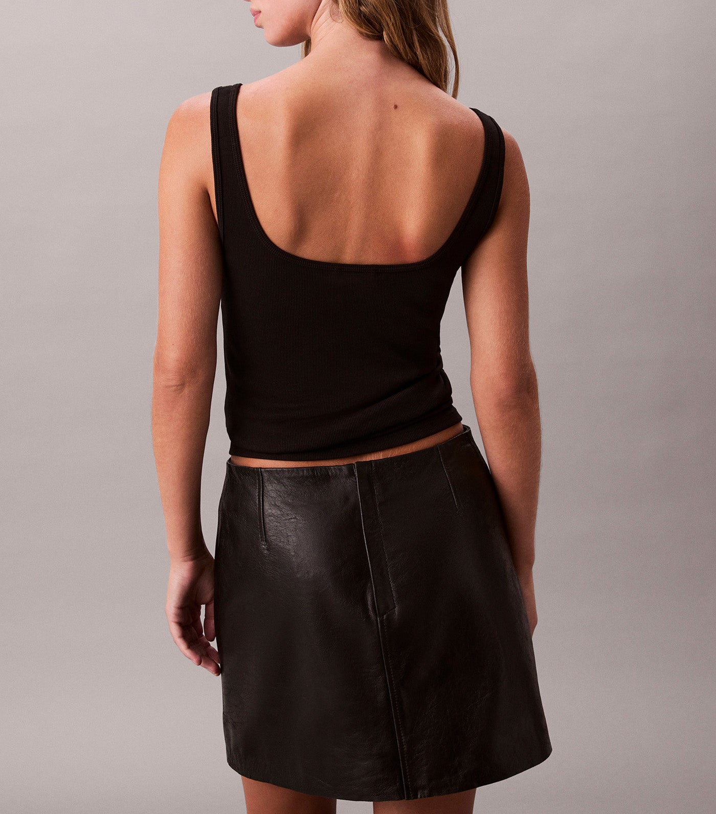 Monogram Scoop Neck Rib Knit Tank Top