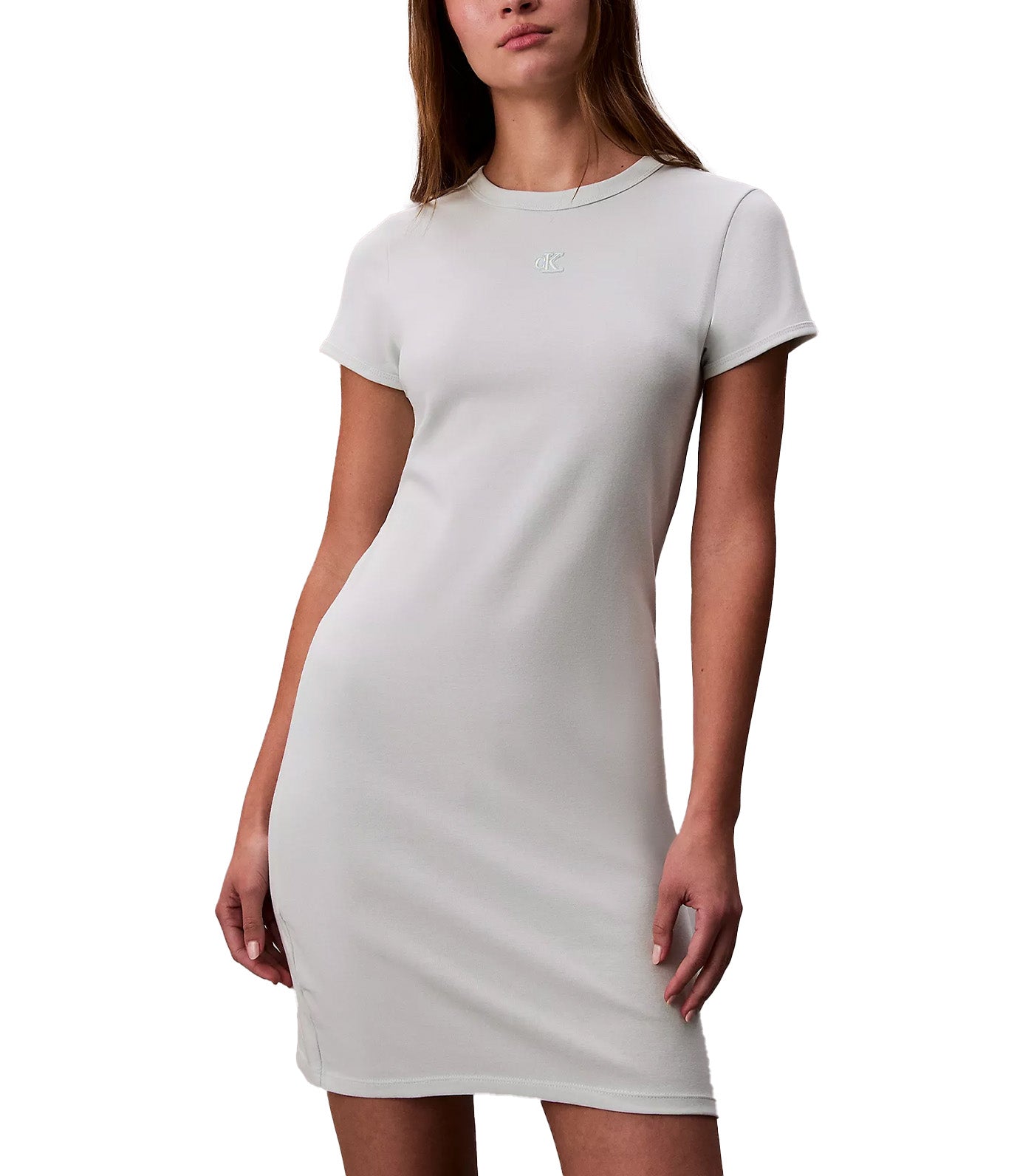 Cotton Contour Rib Monogram Logo Mini Dress