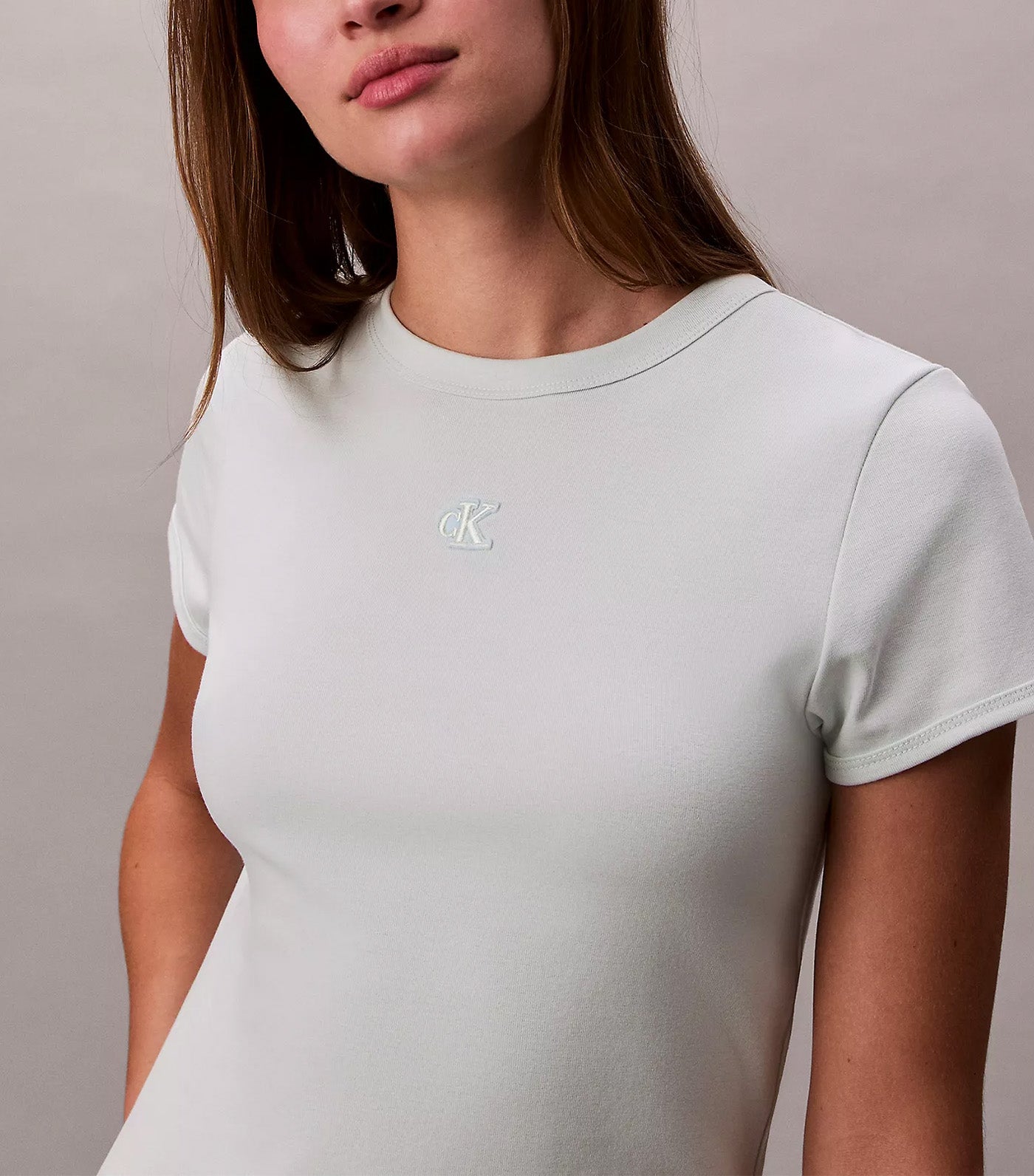Cotton Contour Rib Monogram Logo Mini Dress