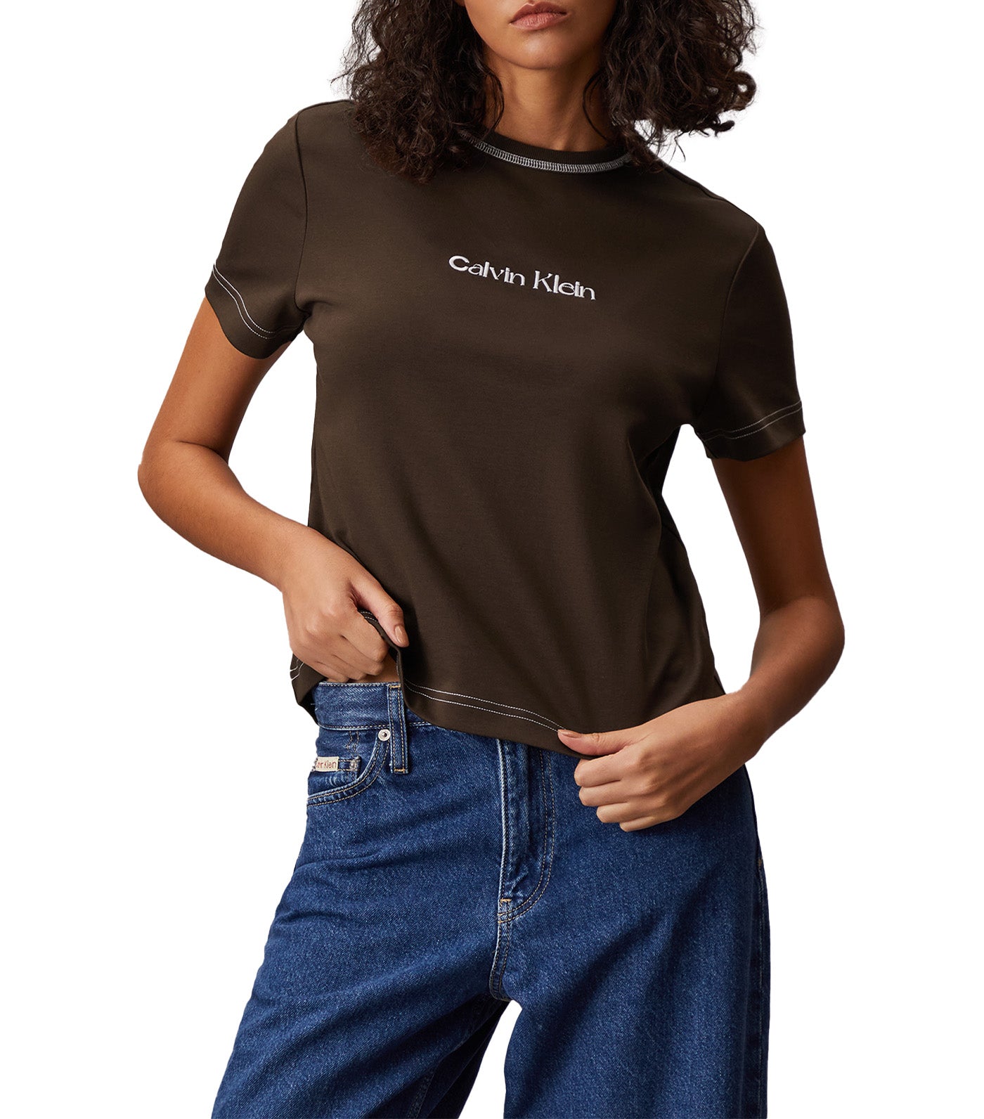 Embroidered Logo Graphic Slim T-Shirt