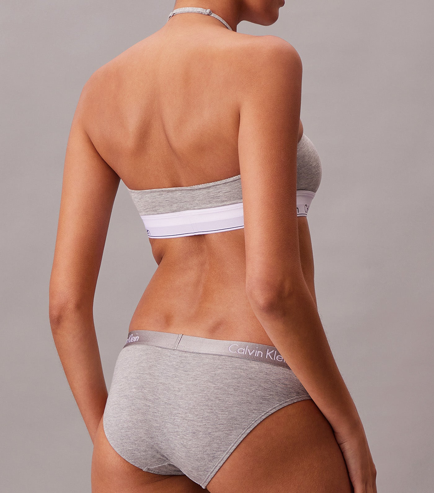 Icon Cotton Modal Halter Bralette Gray Heather