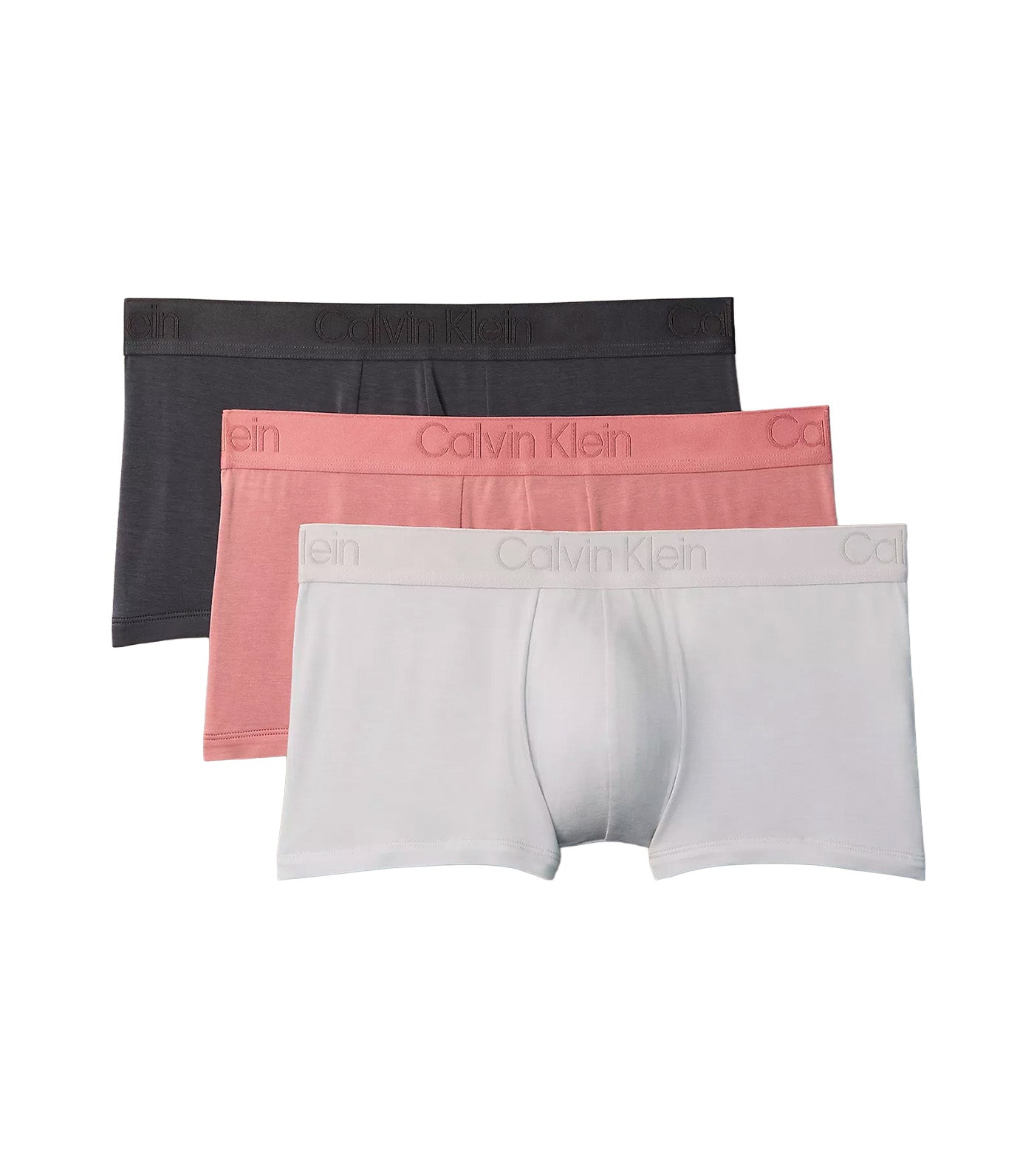 CK Black 3 Pack Low Rise Trunks Ashford Gray/Dusty Blush/Light Cast
