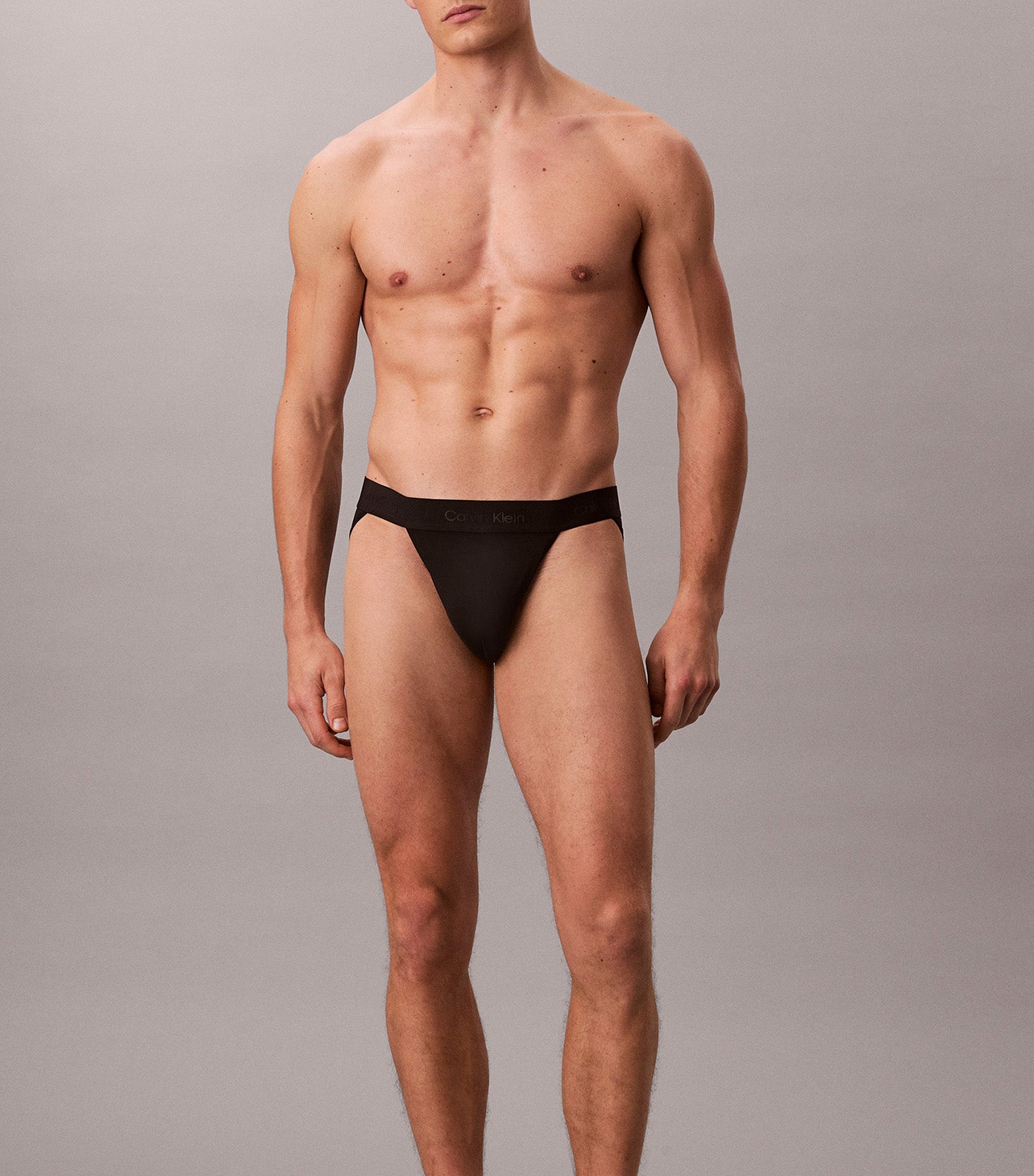 Microfibre Lace Thong Black