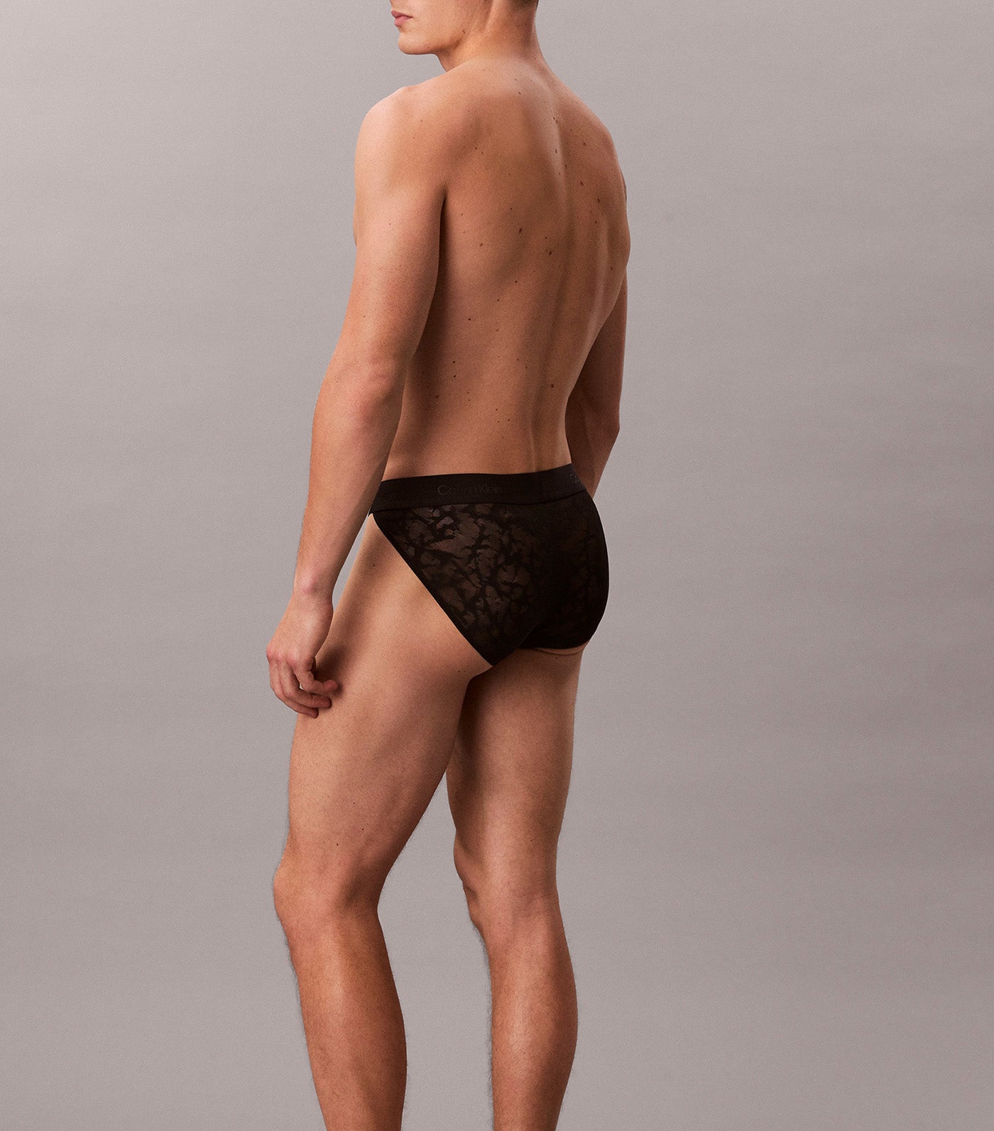 Microfibre Lace Thong Black