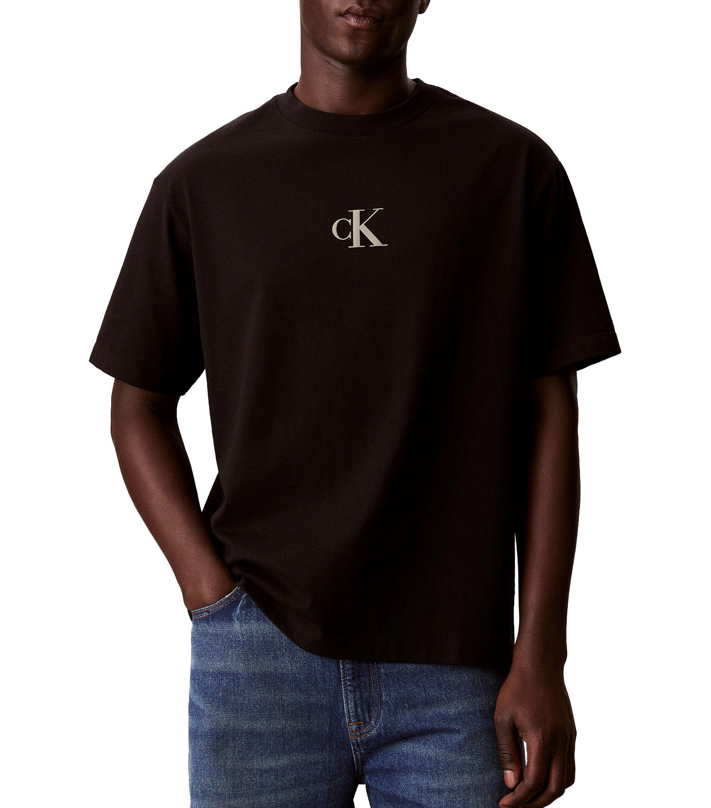 Men's M Short Sleeve Relaxed Fit Overlay Logo Graphic Tee