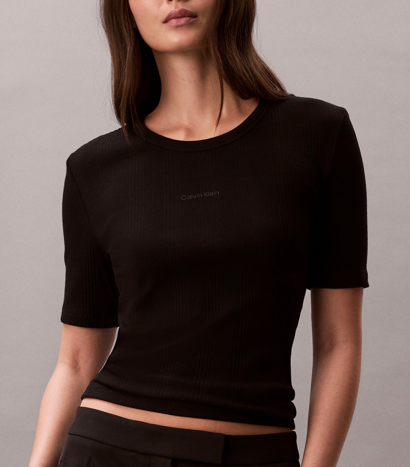 Women's Rib Nano Logo Crewneck Top