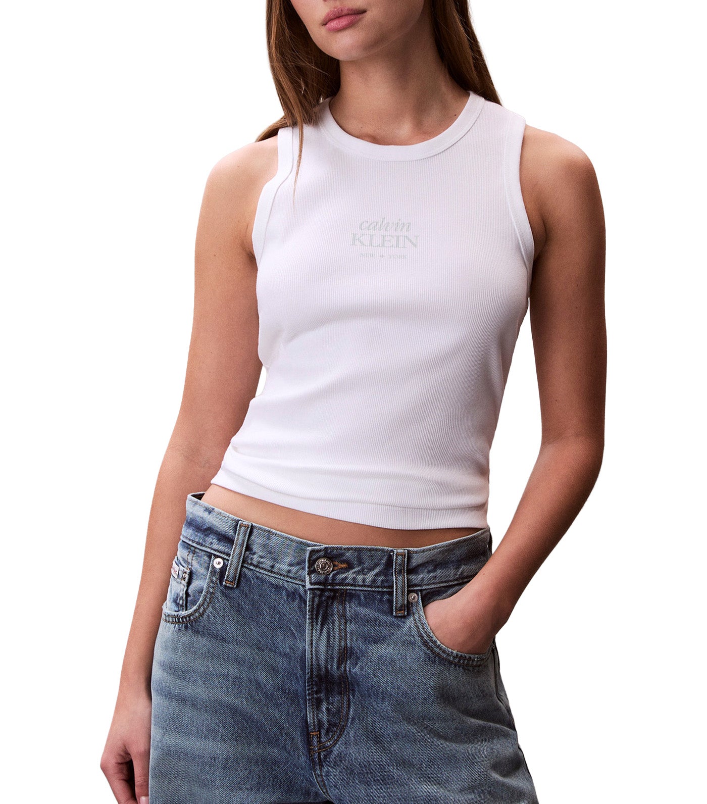 Women's 2x2 Baby Rib Logo Crew Tank