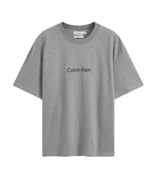 Fit Calvin Gray Relaxed Logo Klein Crewneck T-Shirt Standard