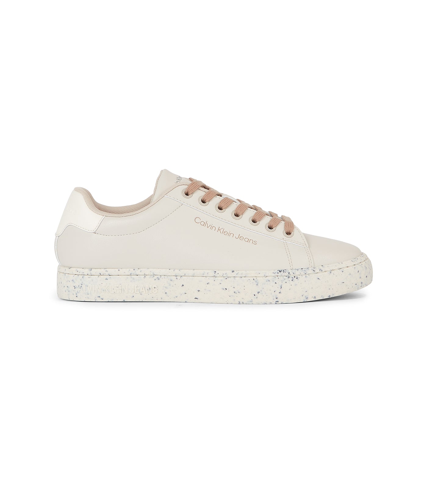 Faux Leather Trainers Eggshell/Travertine