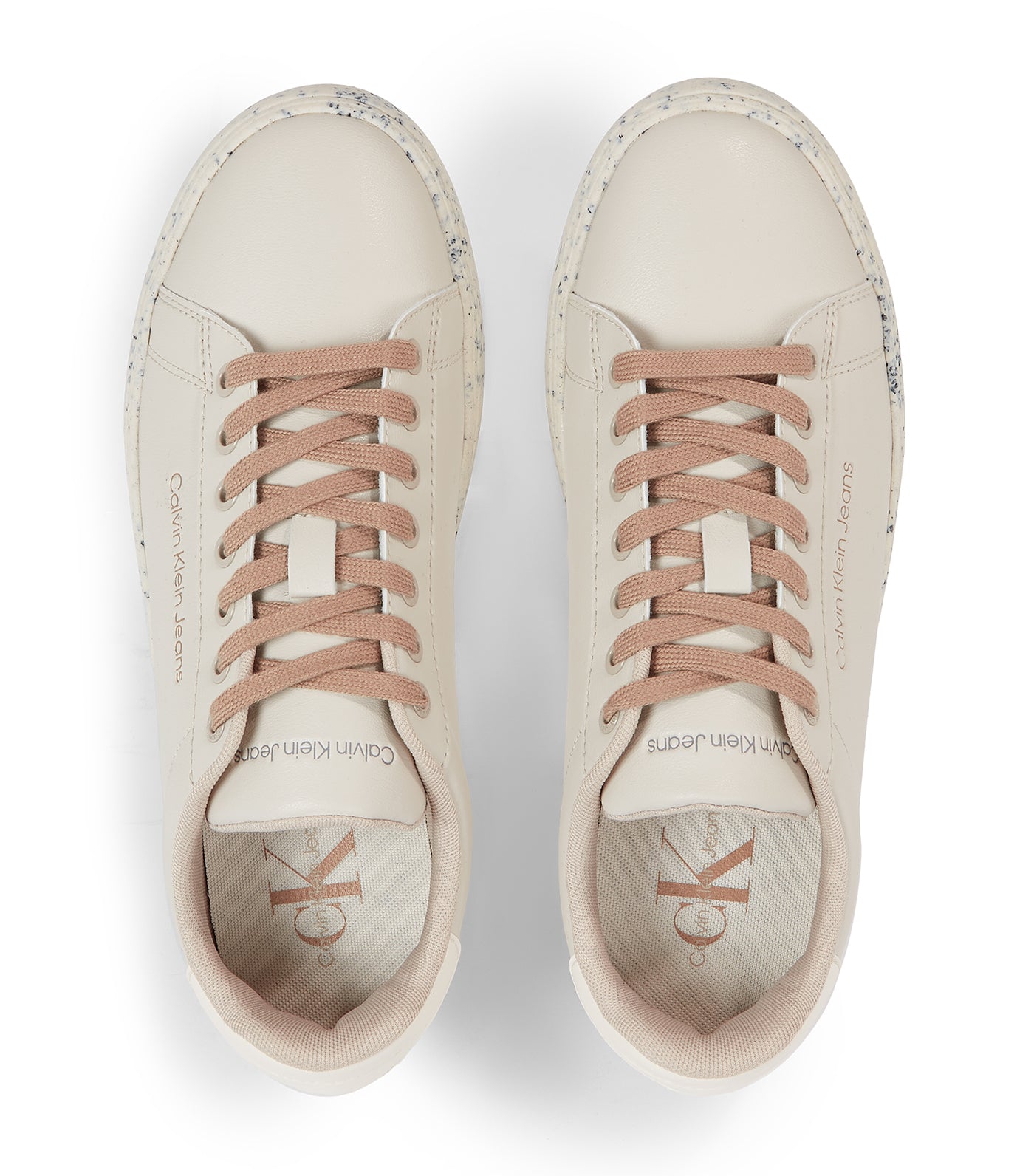 Faux Leather Trainers Eggshell/Travertine