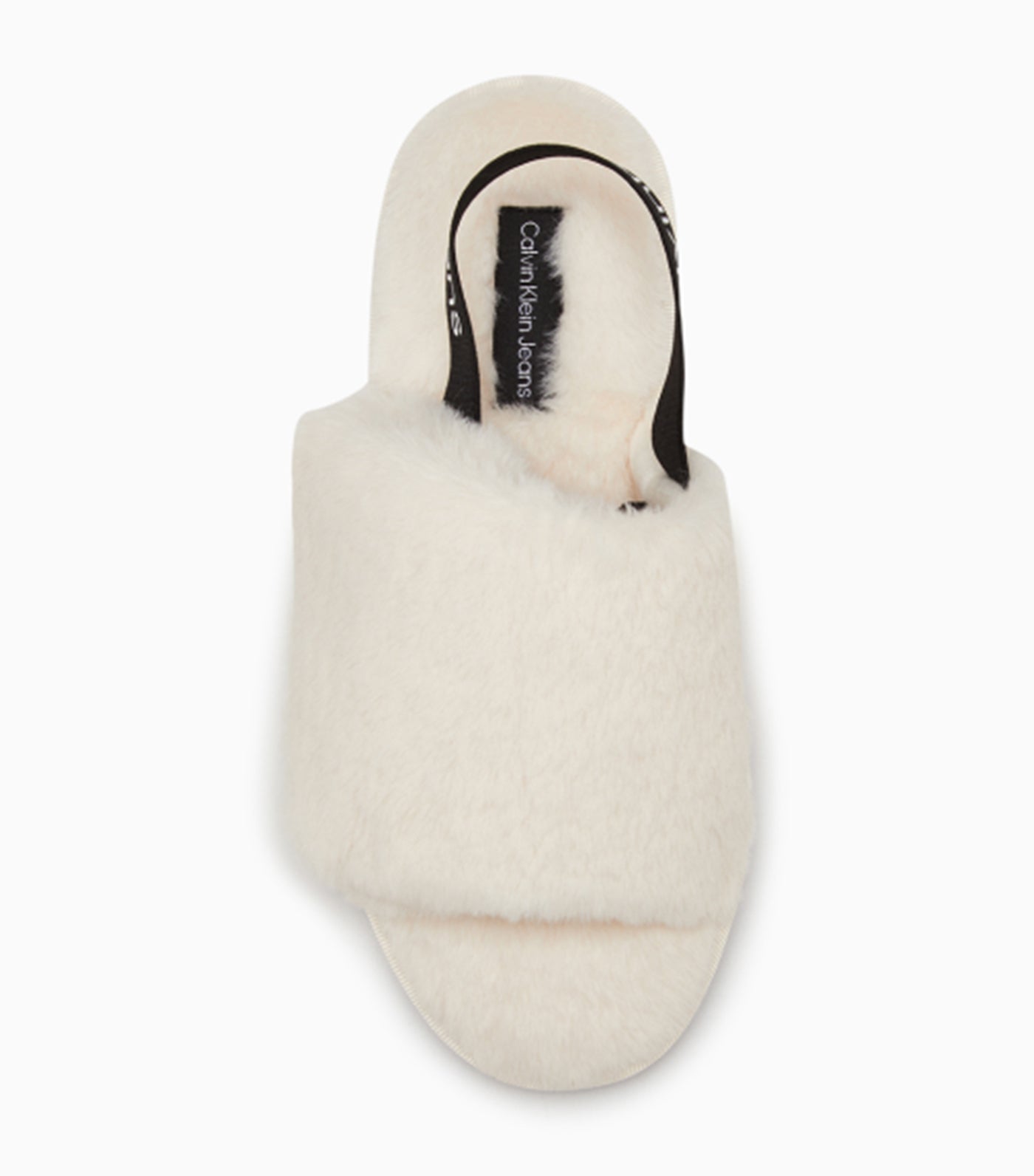 Calvin Klein Faux Fur Slippers Creamy White Black