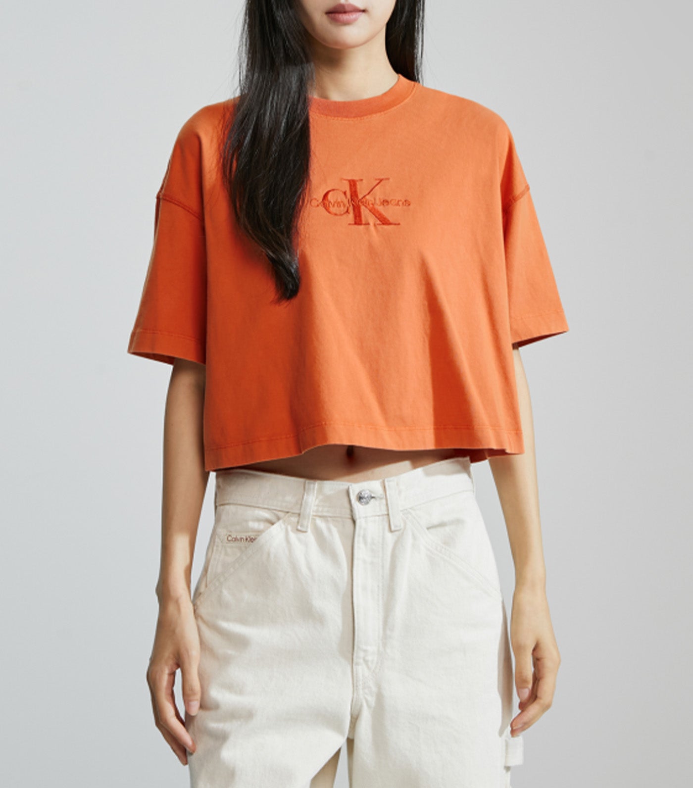 Monogram Logo Embroidery Cropped T-Shirt Burnt Clay